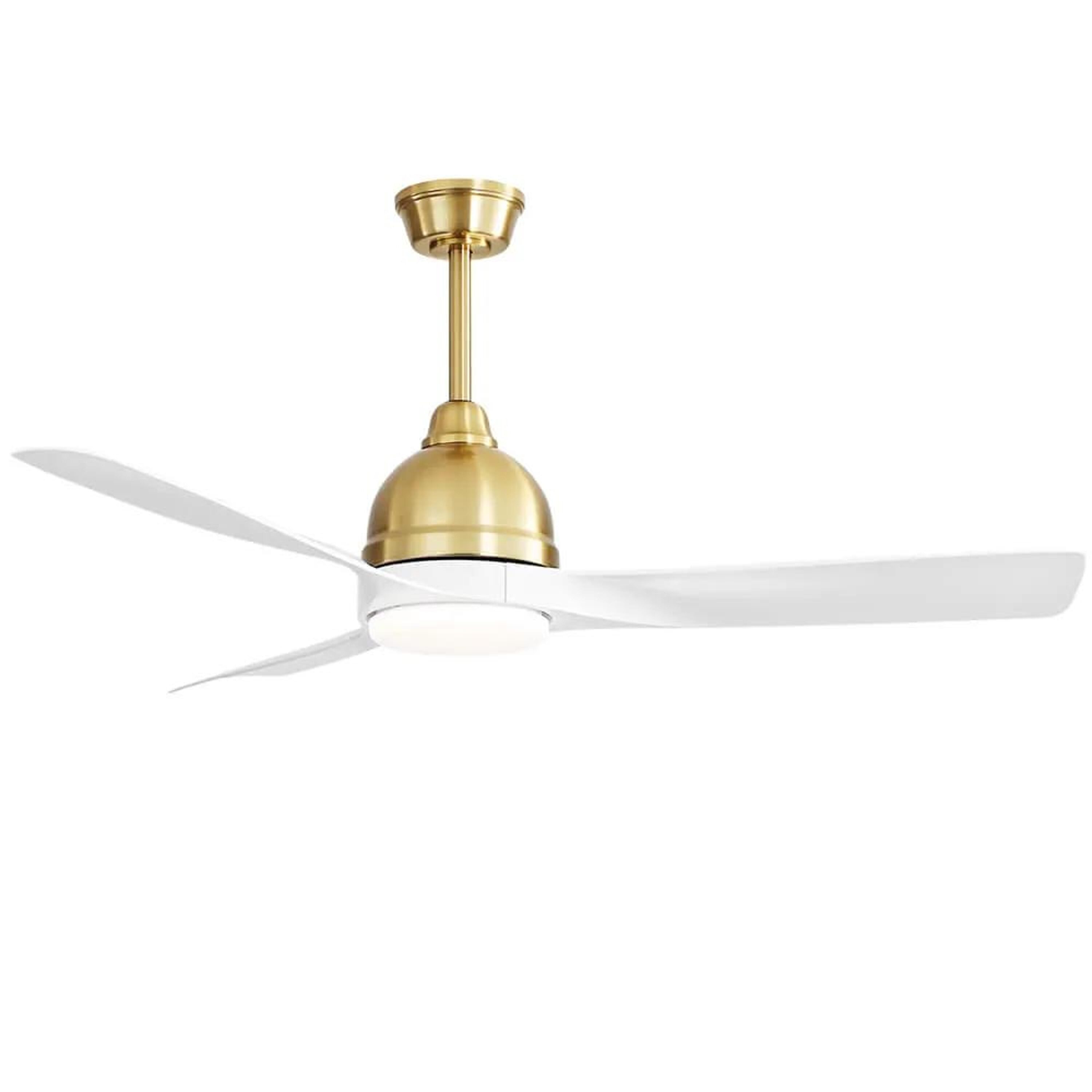 Bayfeve BFYH-5950 Adjustable Speed 54-Inches Gold with ABS Blades Color-Changing Integrated LED Fixture Indoor/Outdoor Downrod mount Smart Compatible Standard Ceiling Fan With Light and Remote ( 3 -Blade)