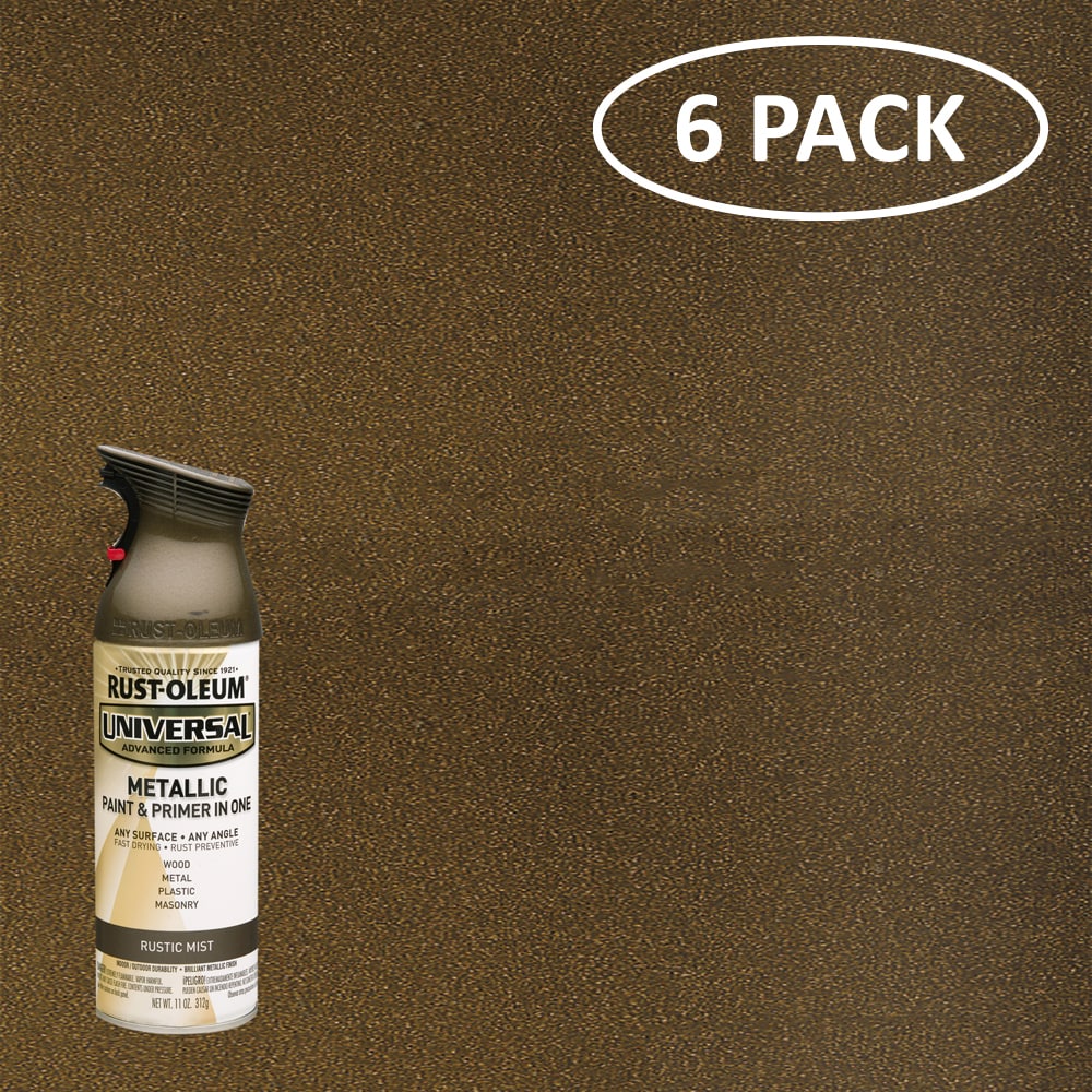 Rust-Oleum 261414SOS Universal 6 -Pack Satin Rustic Mist Spray paint and primer in one ( NET WT. 11-oz )