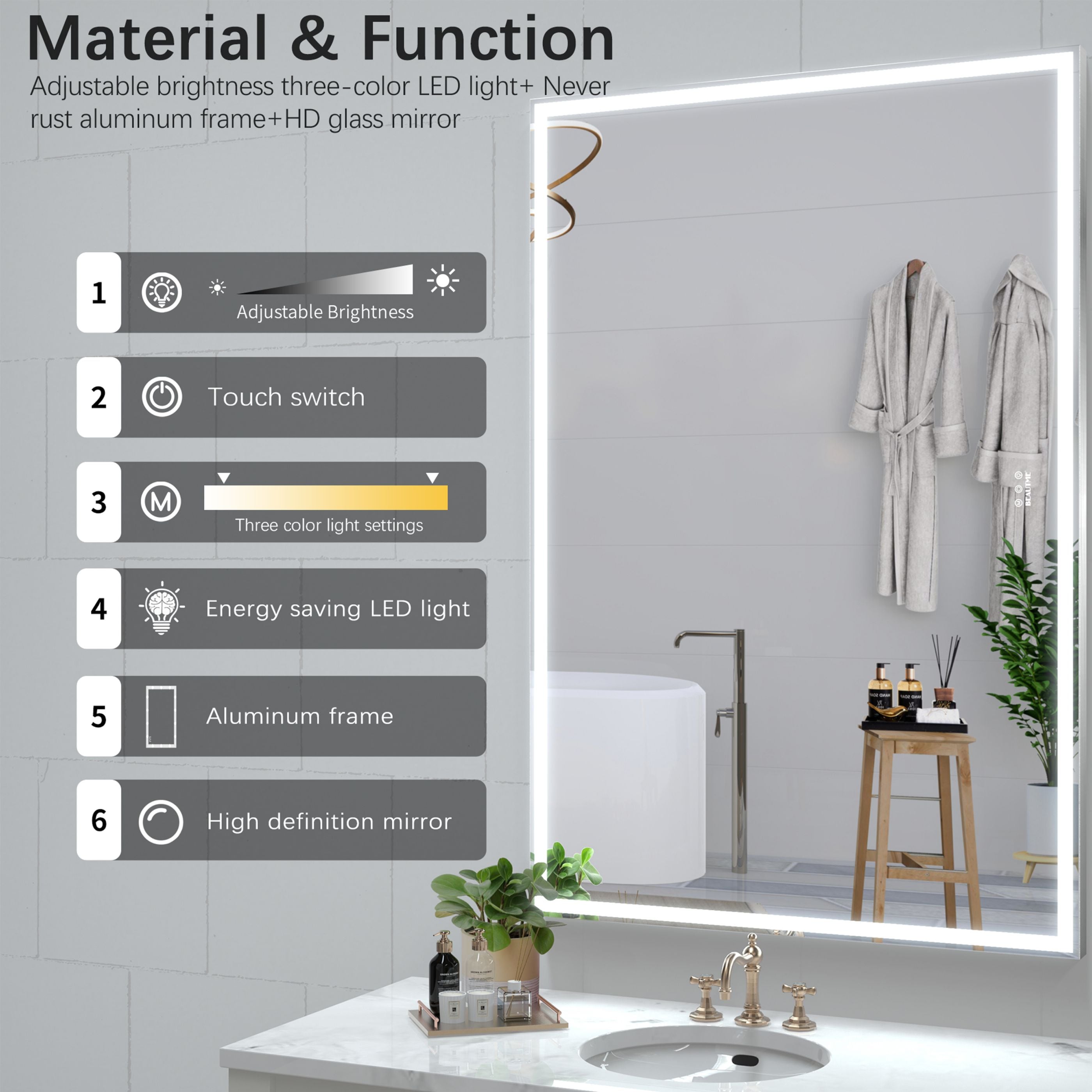 WELLFOR GIBEMR6040S Framed-Bath-Mirrors - View #4