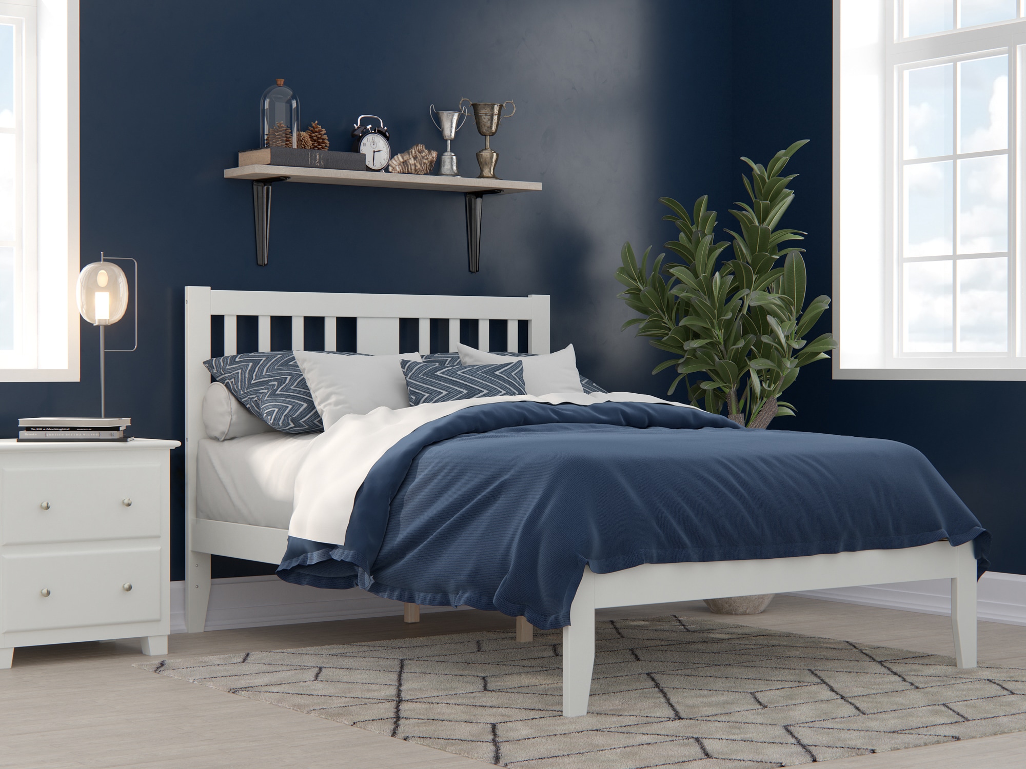 AFI Furnishings AG8910032 Tahoe White Full Wood Platform Bed