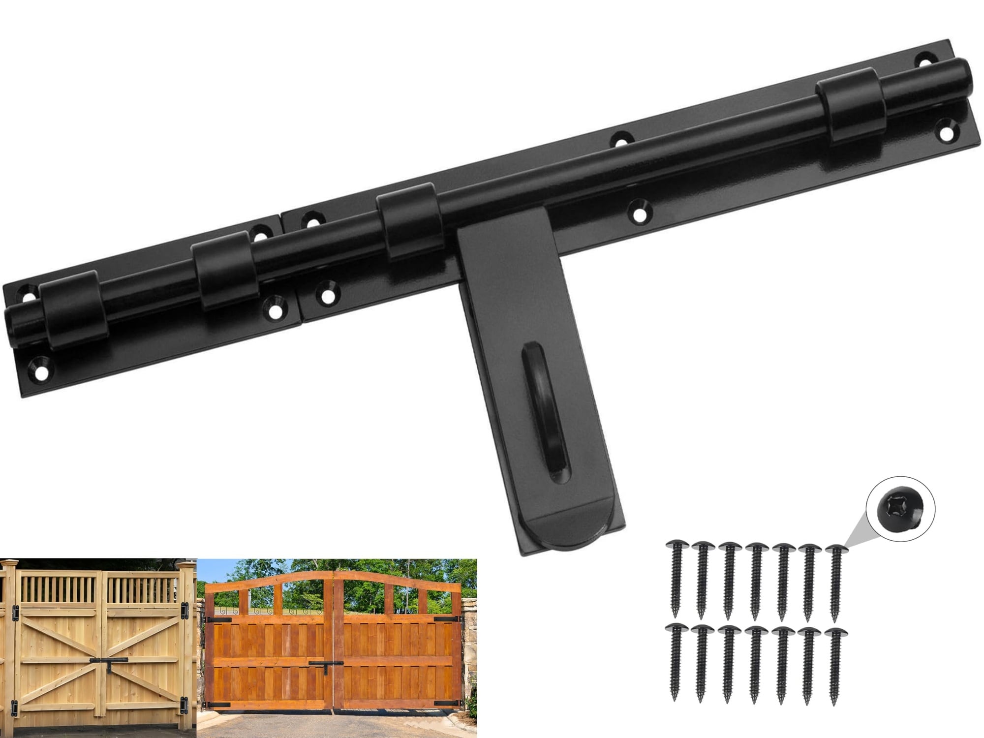 KHKFY  Heavy Duty 17 Inch Carbon Steel Slide Bolt Latch for Barn Doors Fence Gates Warehouse Entry Gates Left Right Hand Installation Welding