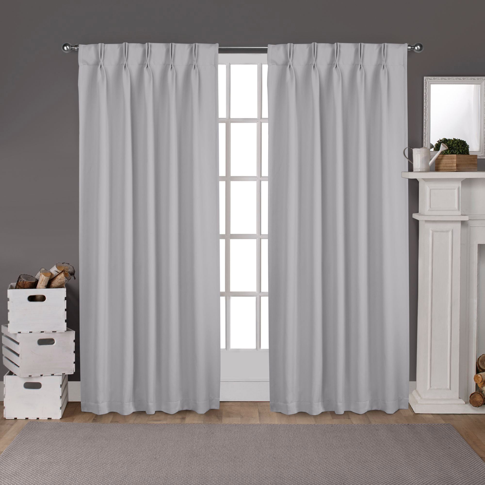 Exclusive Home EH8244-04 2-96P 96-Inches Silver Room darkening Interlined Pinch pleat Curtain panel pair