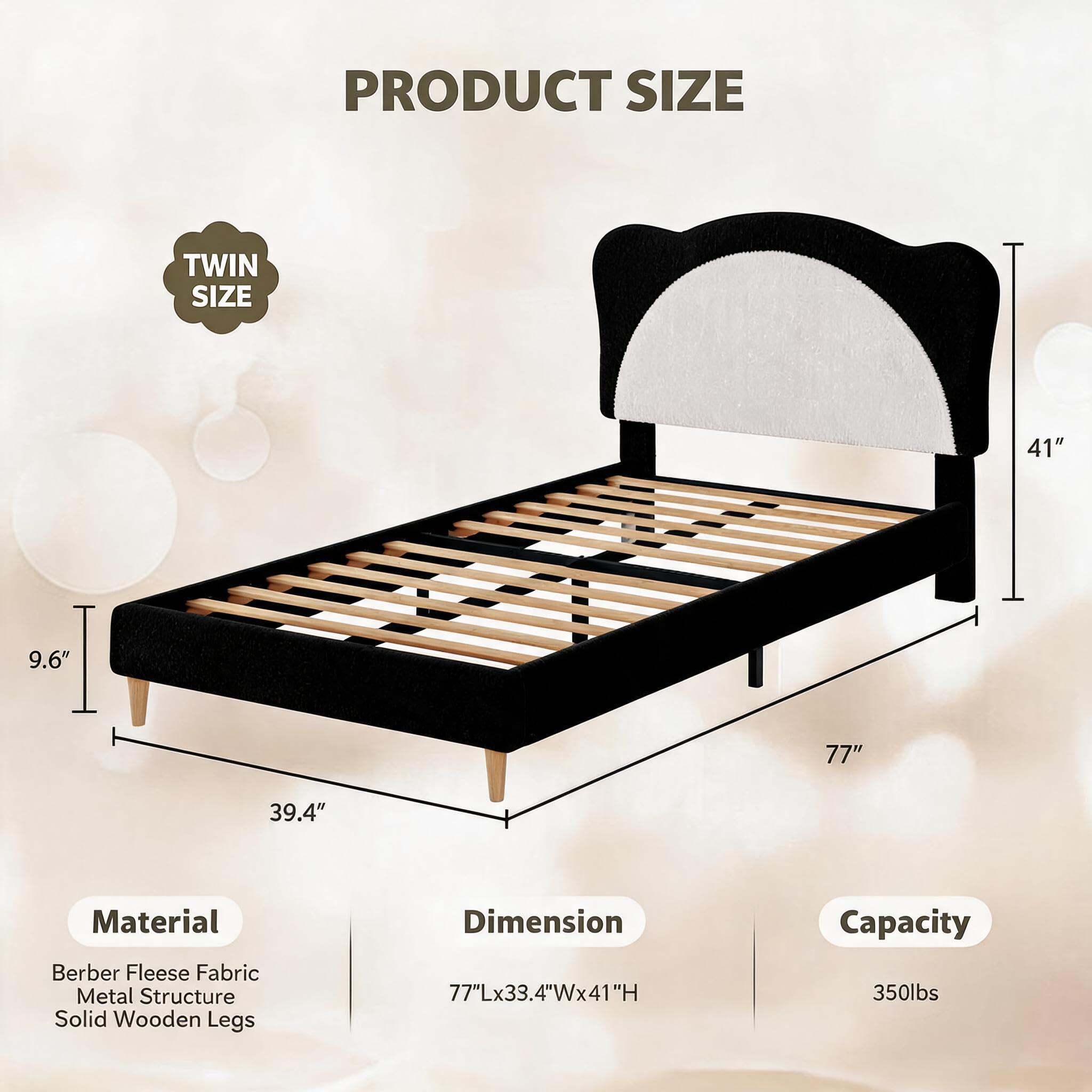 IdealHouse Twin Size Upholstered Velvet Platform Bed Frame for Kids ...