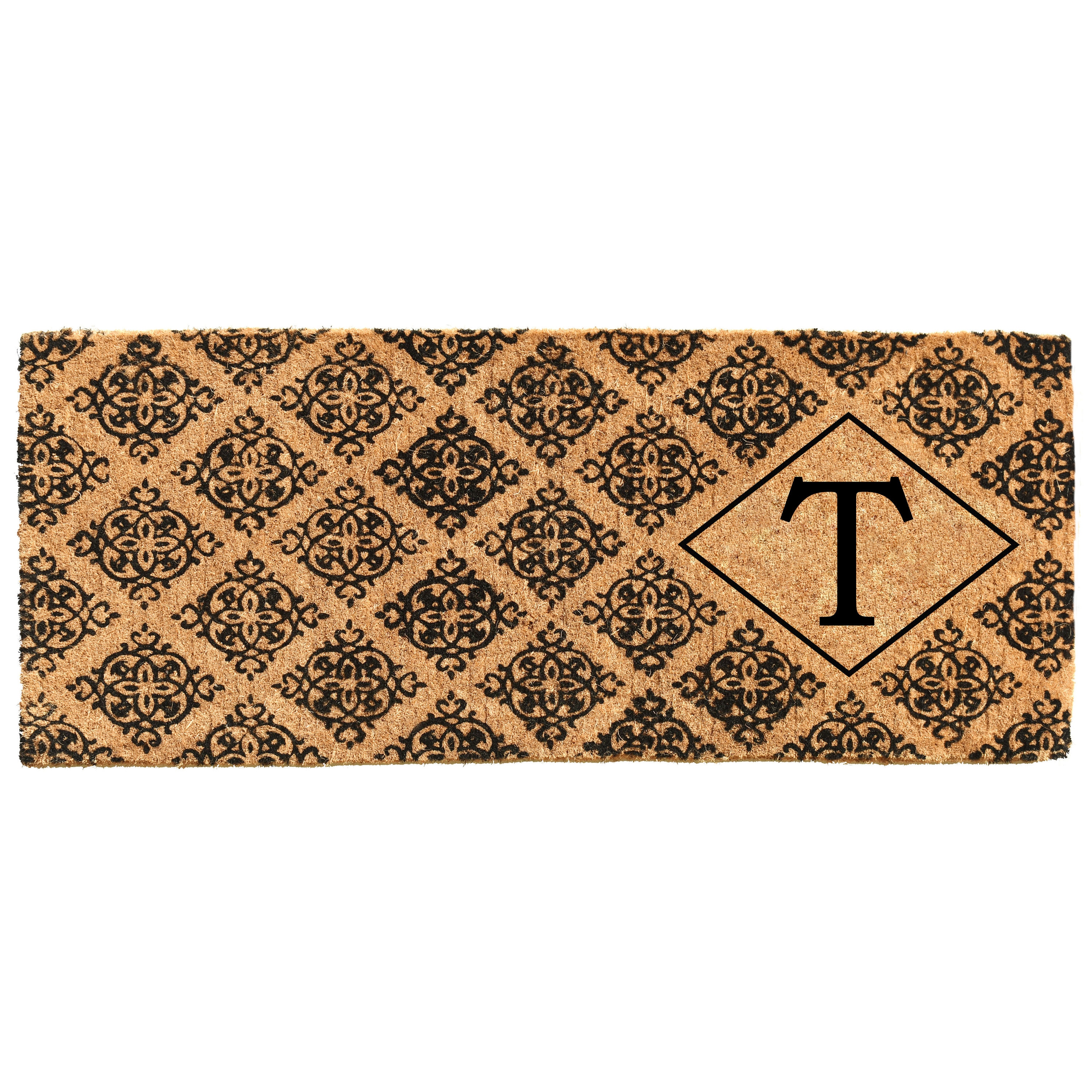 Callowaymills 103331846T 18-in x 46-in Natural/Black Coir Non-Slip Grip Indoor or outdoor Decorative Door Mat