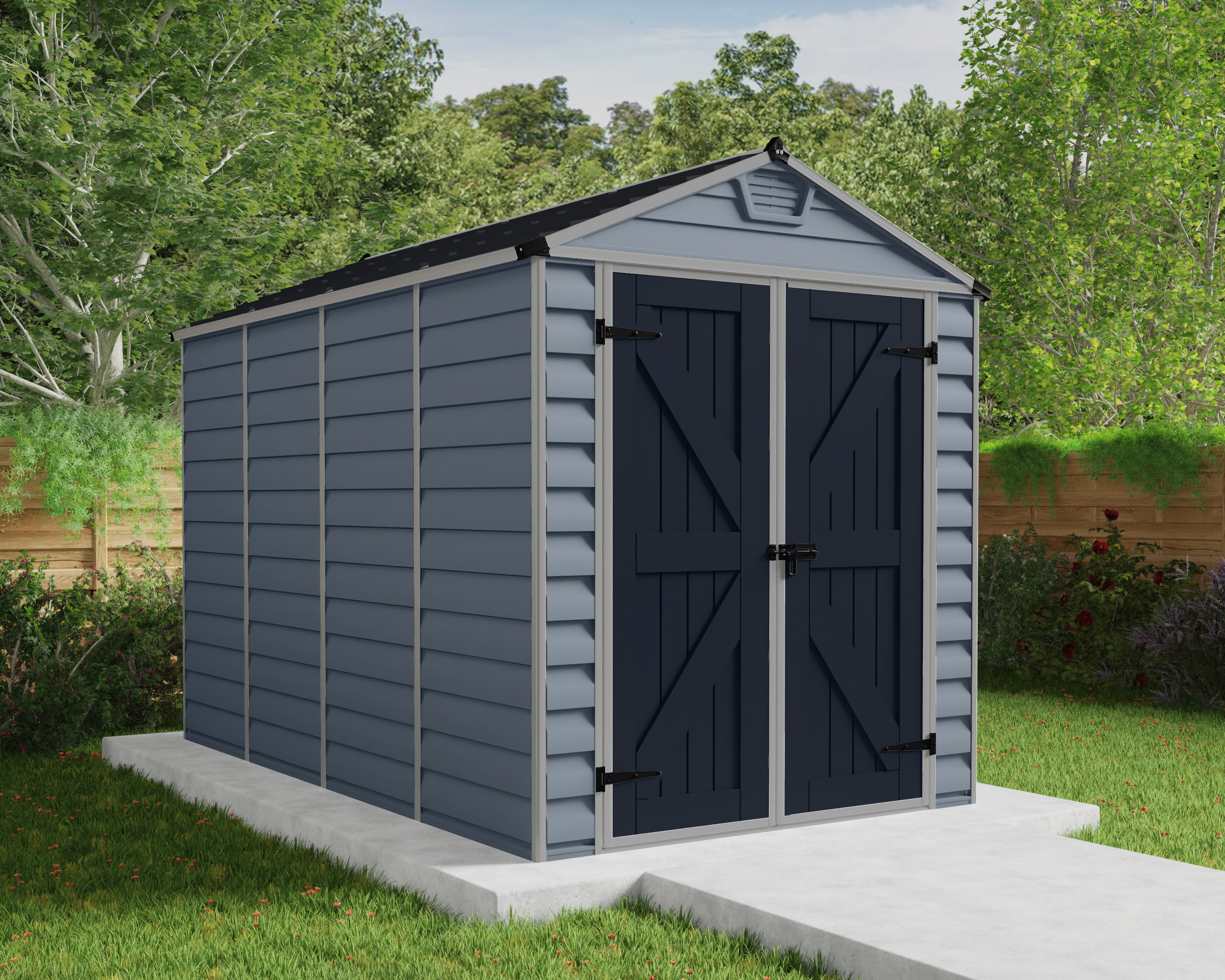 Canopia by Palram 704247 6-ft x 10-ft SkyLight Gray Gable Polycarbonate Storage Shed (Floor Included)