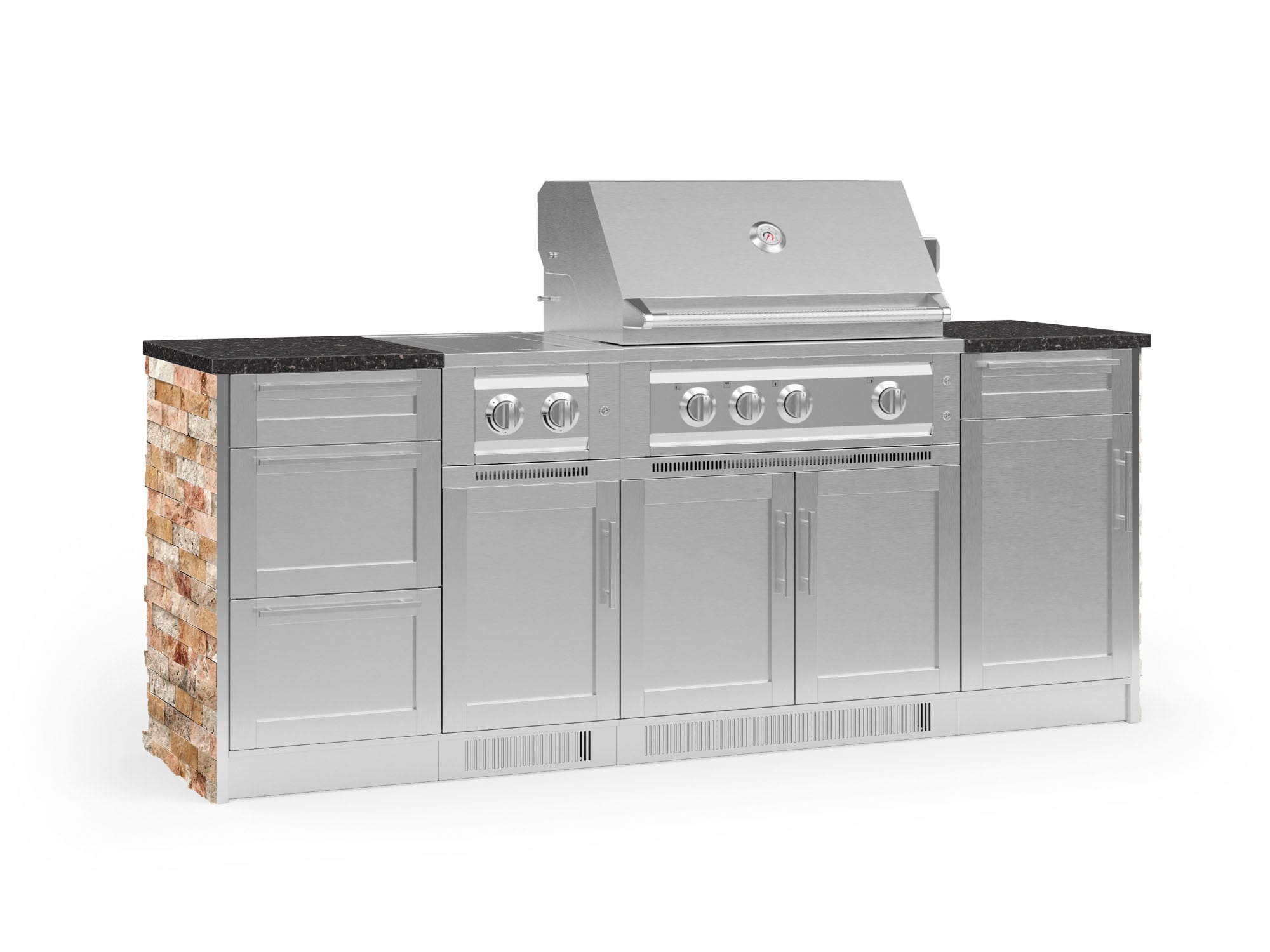 NewAge Products 68651 Signature Series Cabinets Platinum Grill 8 -Piece 88.16-in W x 25.5-in D x 51-in H Modular Outdoor Kitchen Set 6 Burners
