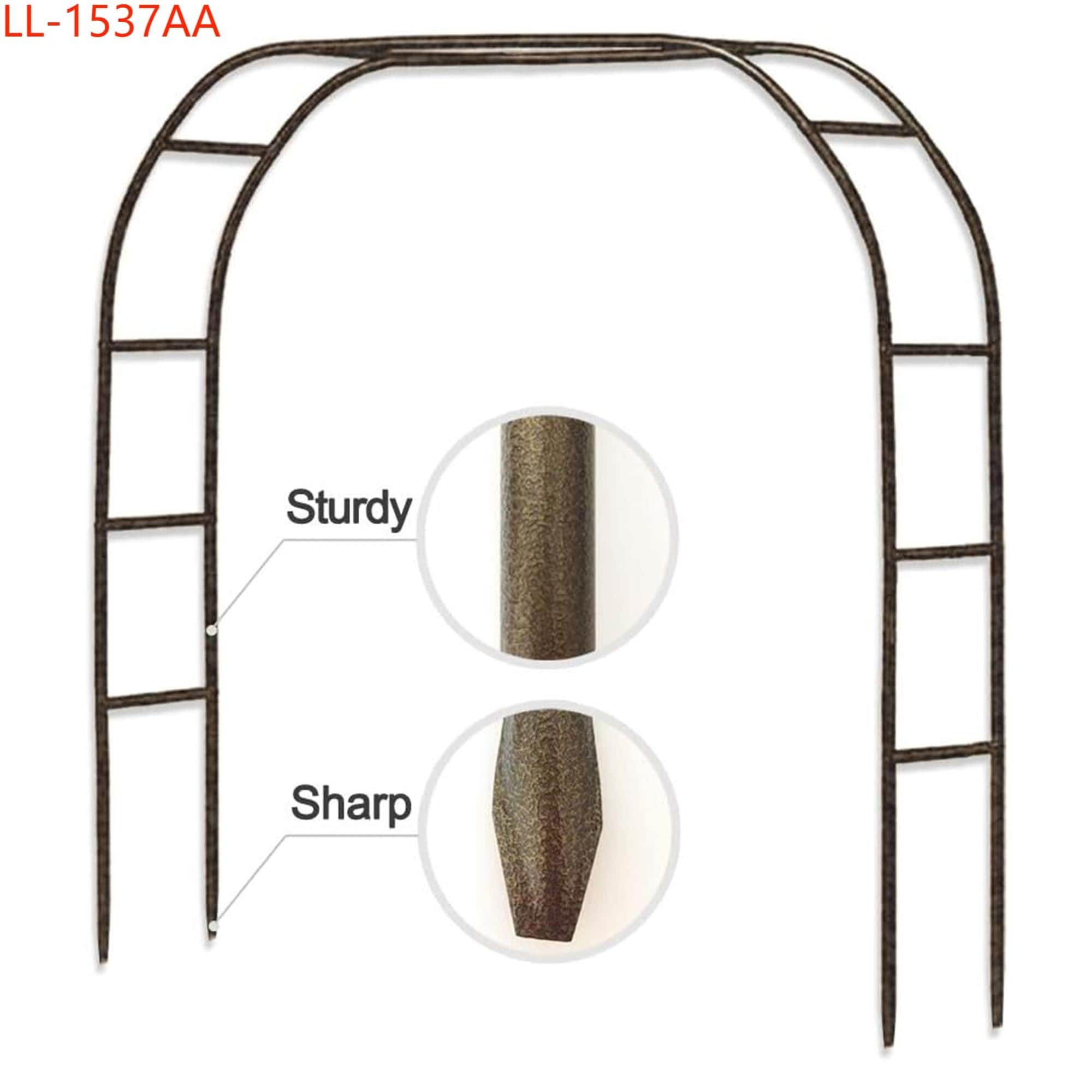 Yiekholo LL-1537AA 66.14-Inches W x 93.7-Inches H Brown Iron Traditional Garden Trellis For Climbing Plants For Cucumbers For Roses