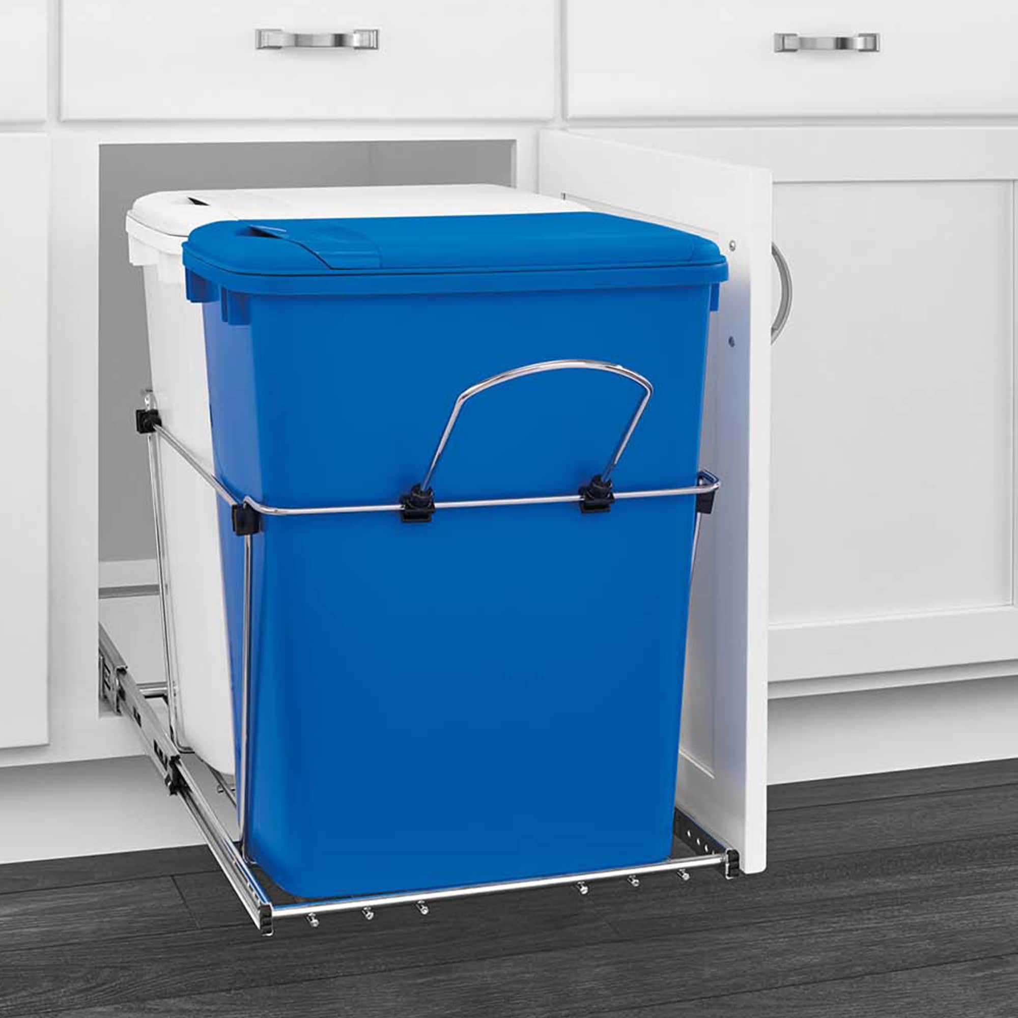 Double 35 Quart Sliding Pull-Out Waste Containers Garbage Trash
