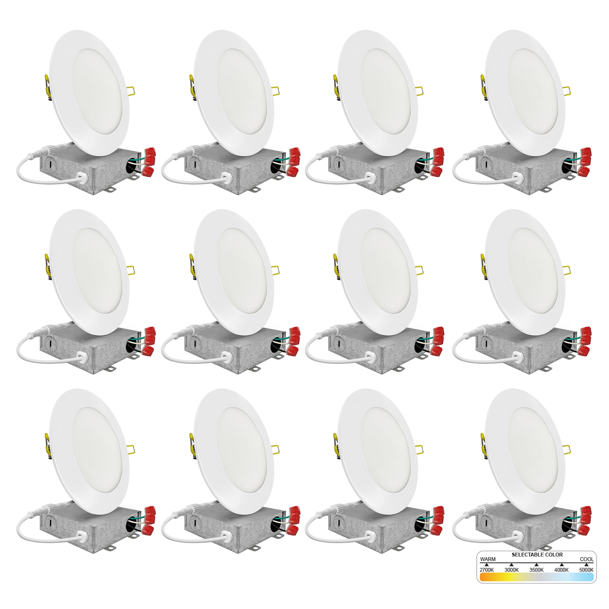 NUWATT 12-Pack 4-Inch White Aluminum LED Recessed Lights