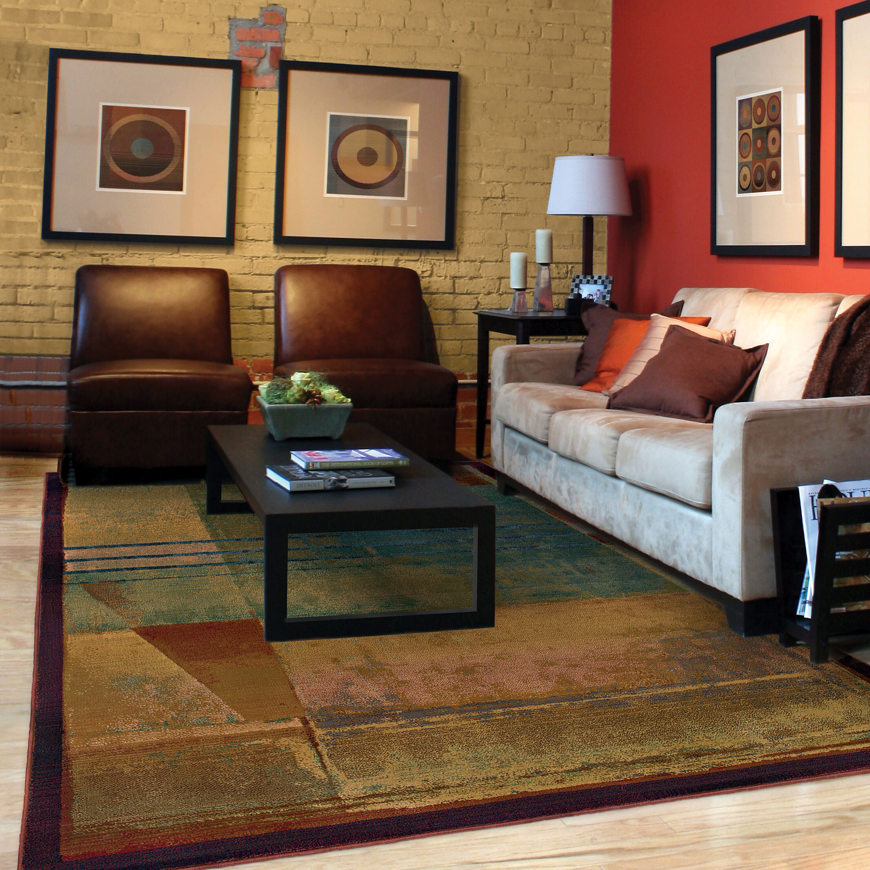 Archer Lane 890KHRX40L Indigo 10 X 12 Red Indoor Abstract Bohemian/Eclectic Area Rug