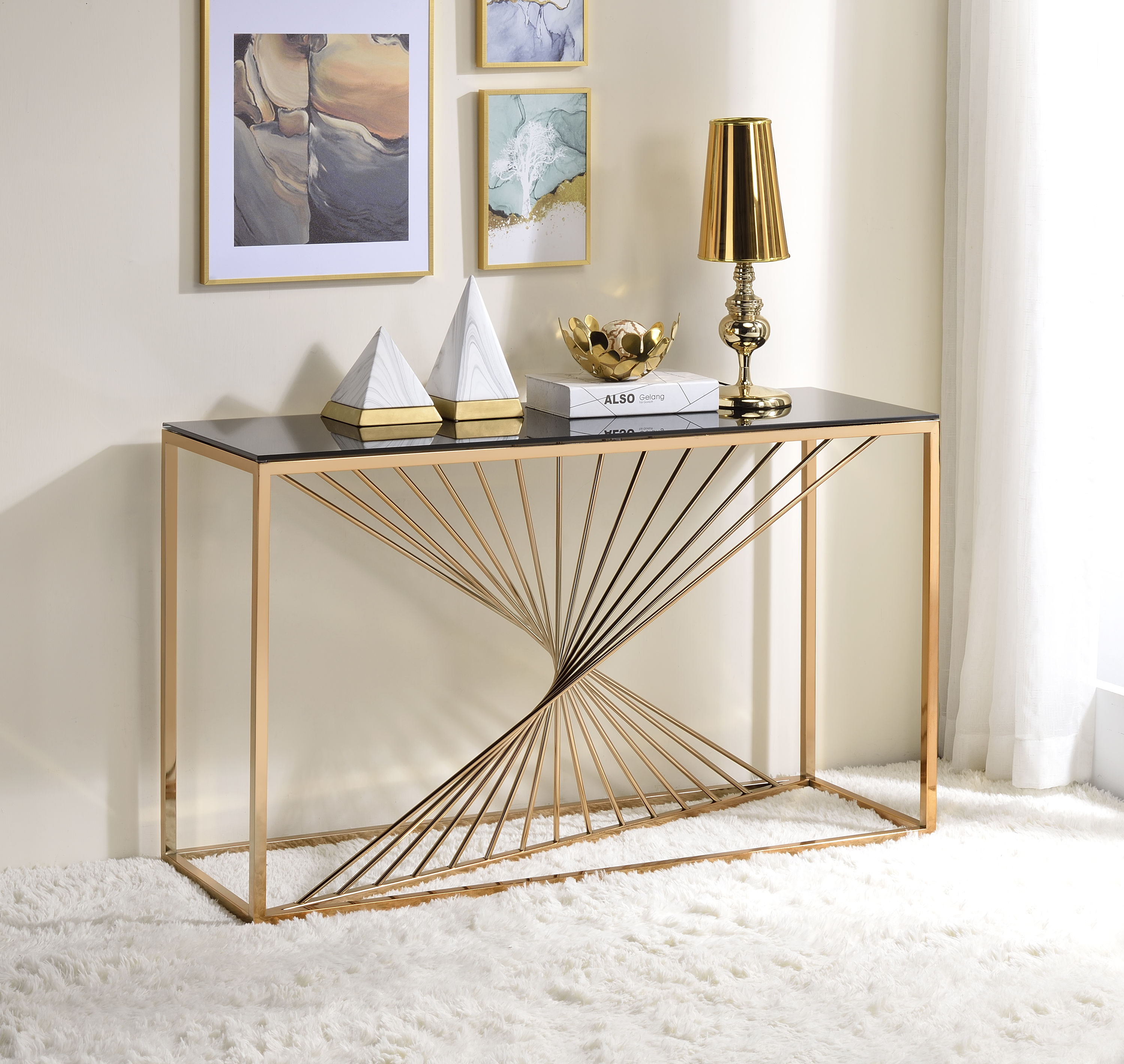 Furniture of America IDF-AC297 Chicory Modern Black Sofa table
