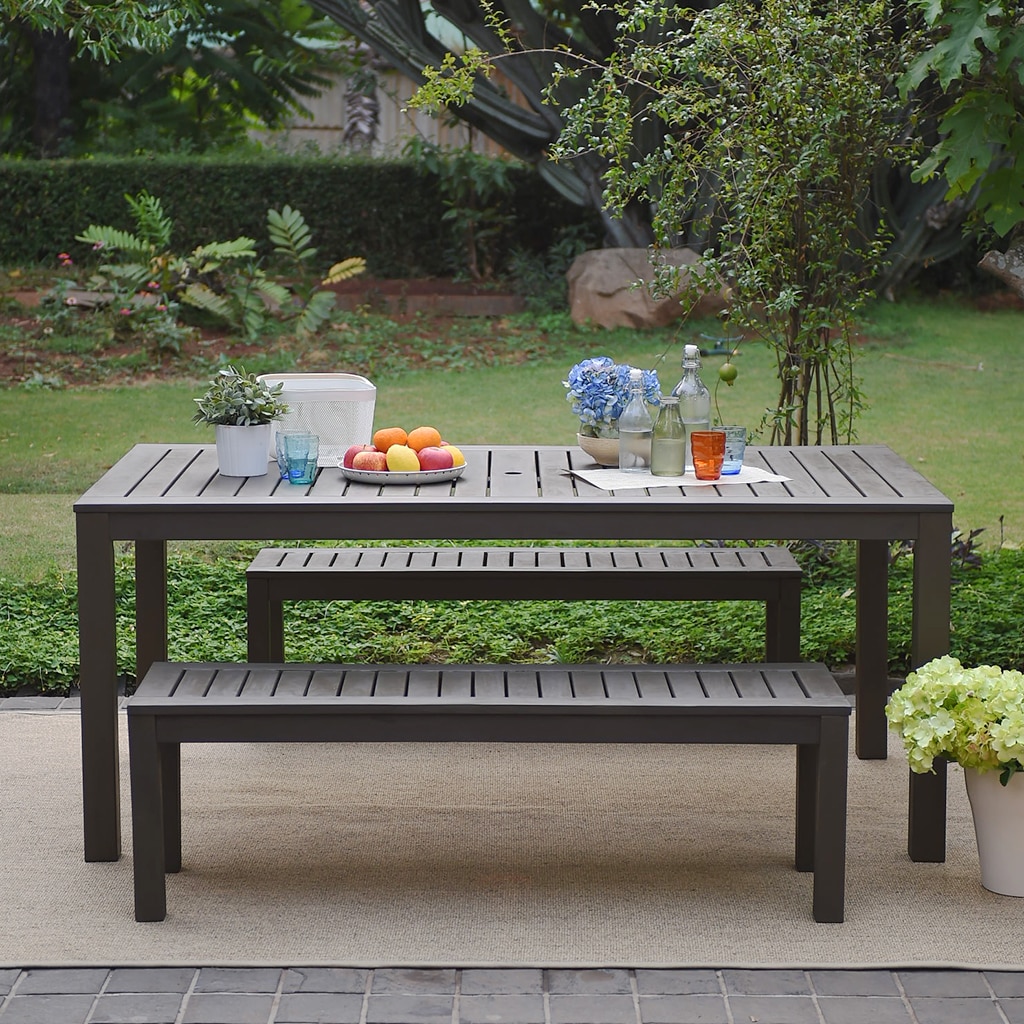 Cambridge Casual Braga 55-in W Bench H at 17-in department Dark Gray Dining the Benches in Patio x