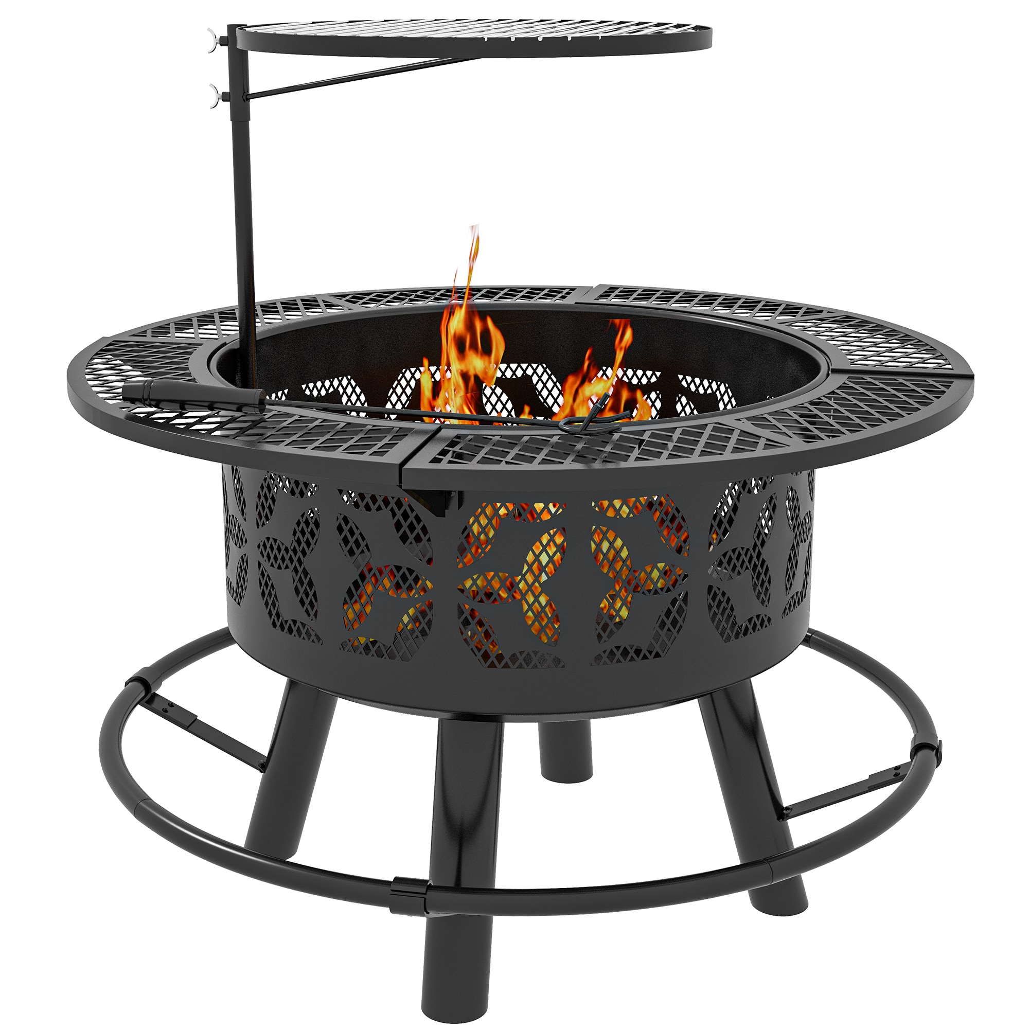 Maocao Hoom JL174298 33-in W Black Steel Wood-Burning Fire Pit