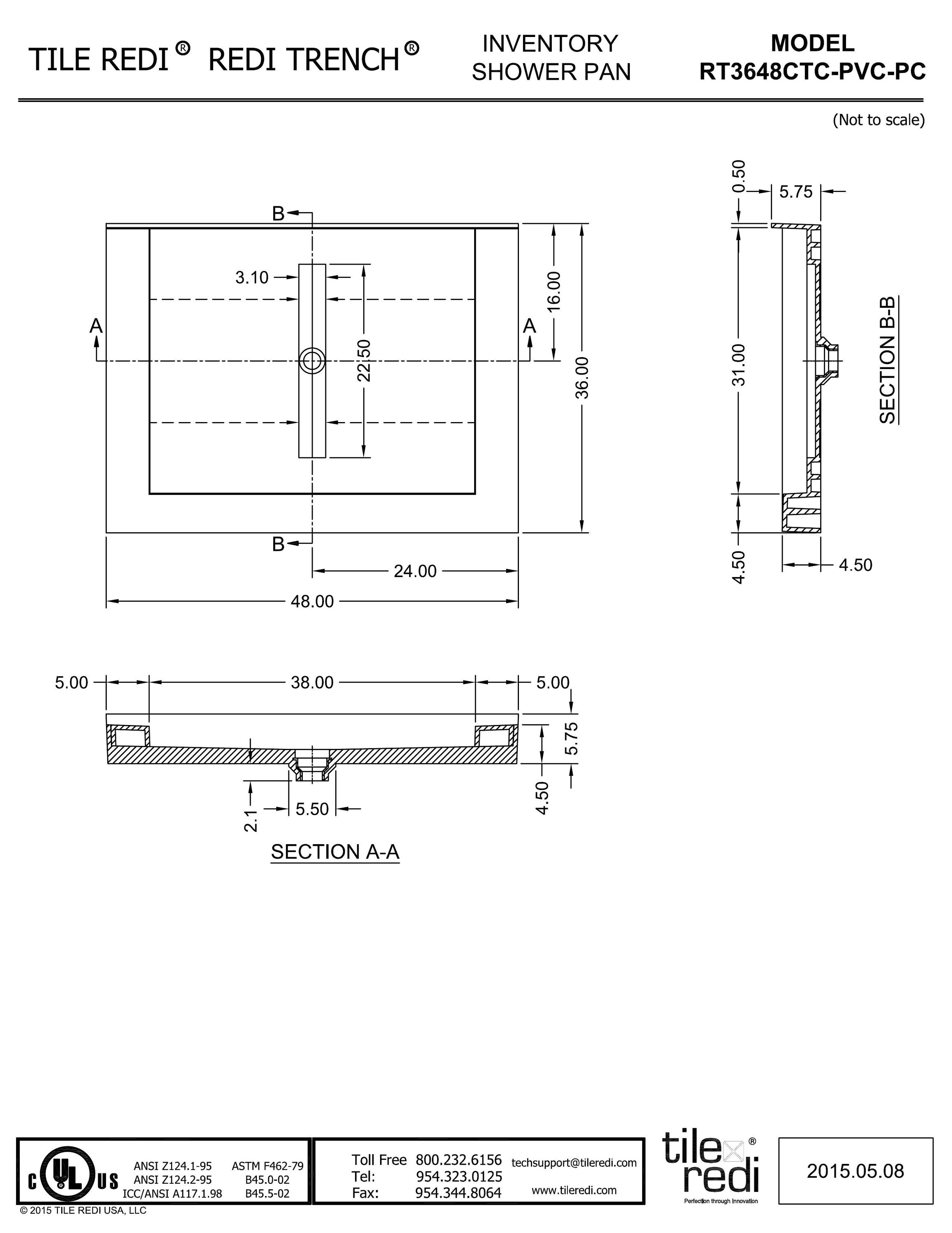 Tile Redi RT3648CTC-PVC-PC Shower-Floors - View #8