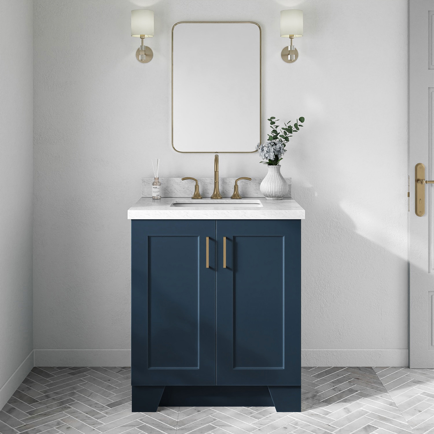 ARIEL Taylor 31-in Midnight Blue Undermount Single Sink Bathroom