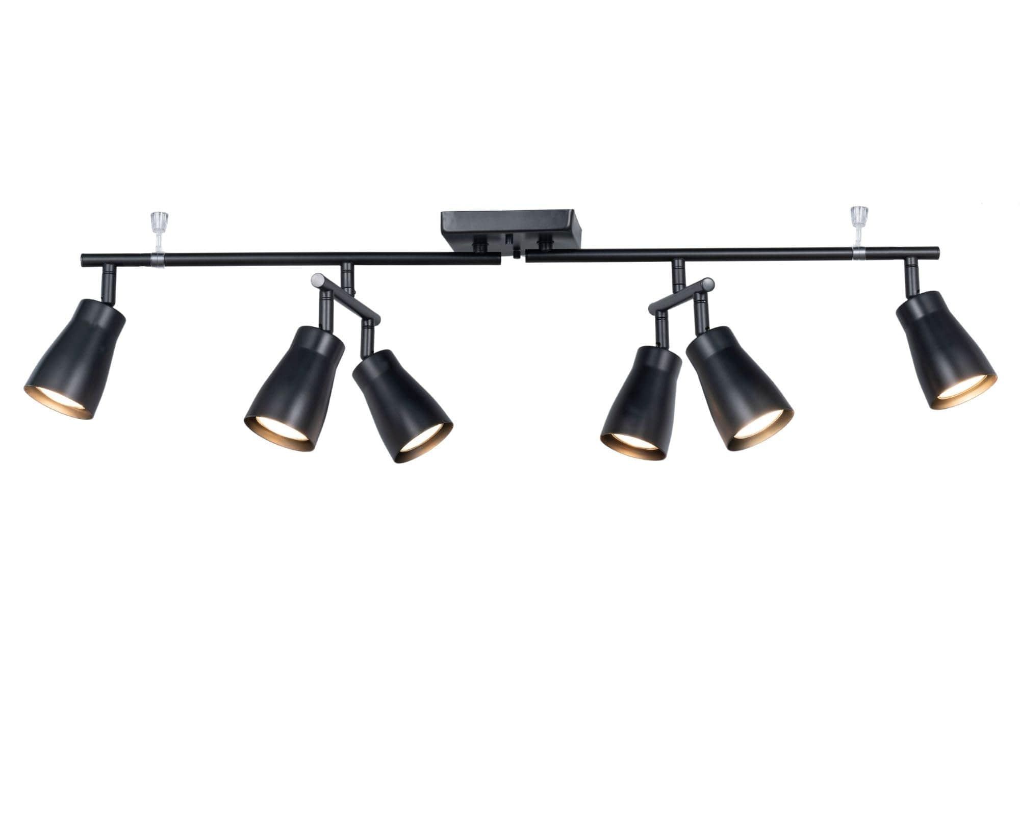 Lukvuzo  6 Light Matte Black Track Lighting Kit 31x4.7x8.7 in Adjustable Swivel Bar GU10 Dimmable Ceiling Spotlight for Living Room Bedroom