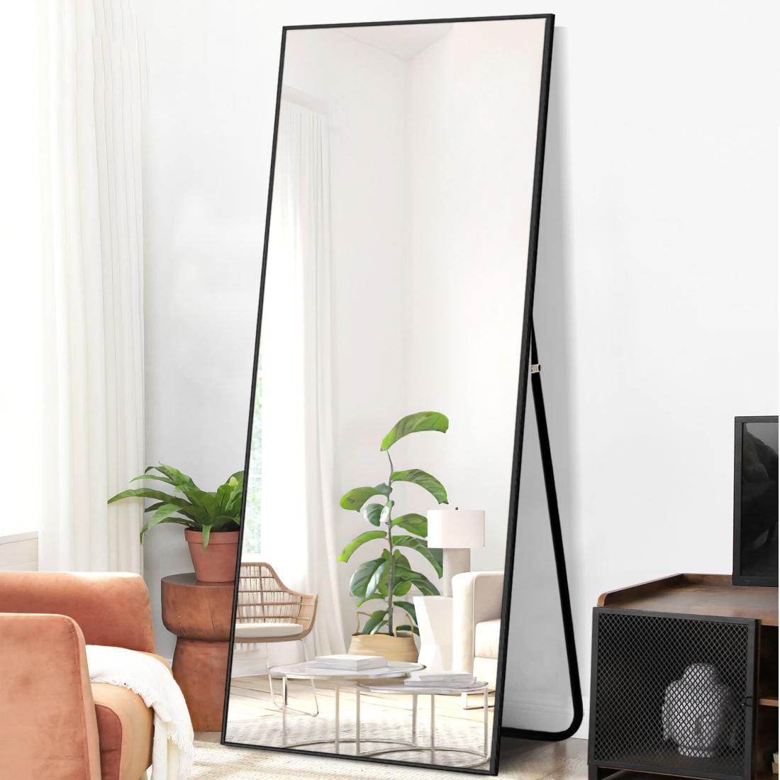 HomeRoots 4000397814 27.6-Inches W x 71.0-Inches H Rectangle Black clear Framed Full Length Floor Mirror