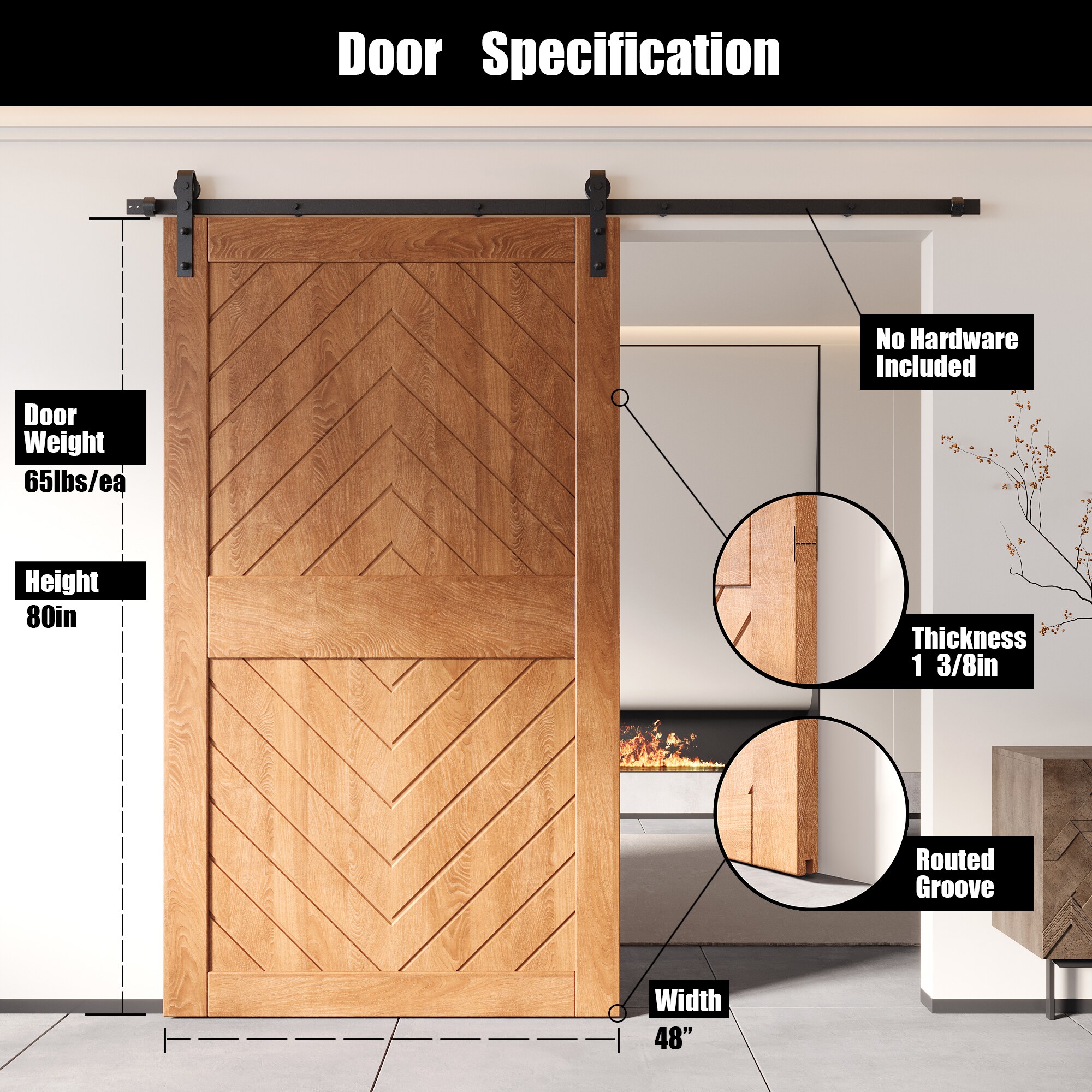 HOMACER JT2-4884-EA Barn-Doors - View #2