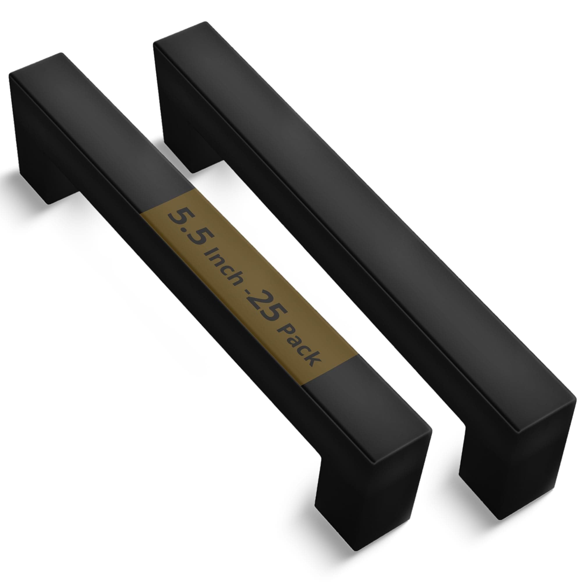 Mega Handles  25 Pack I Cabinet Pulls 5.5 Inch Stainless Steel Cabinet Handle Pulls I Ideal for Kitchen Drawer Cabinets Door Cupboard I Hardware for Cabinets - Hole Distance 5 Inch - Matte Black