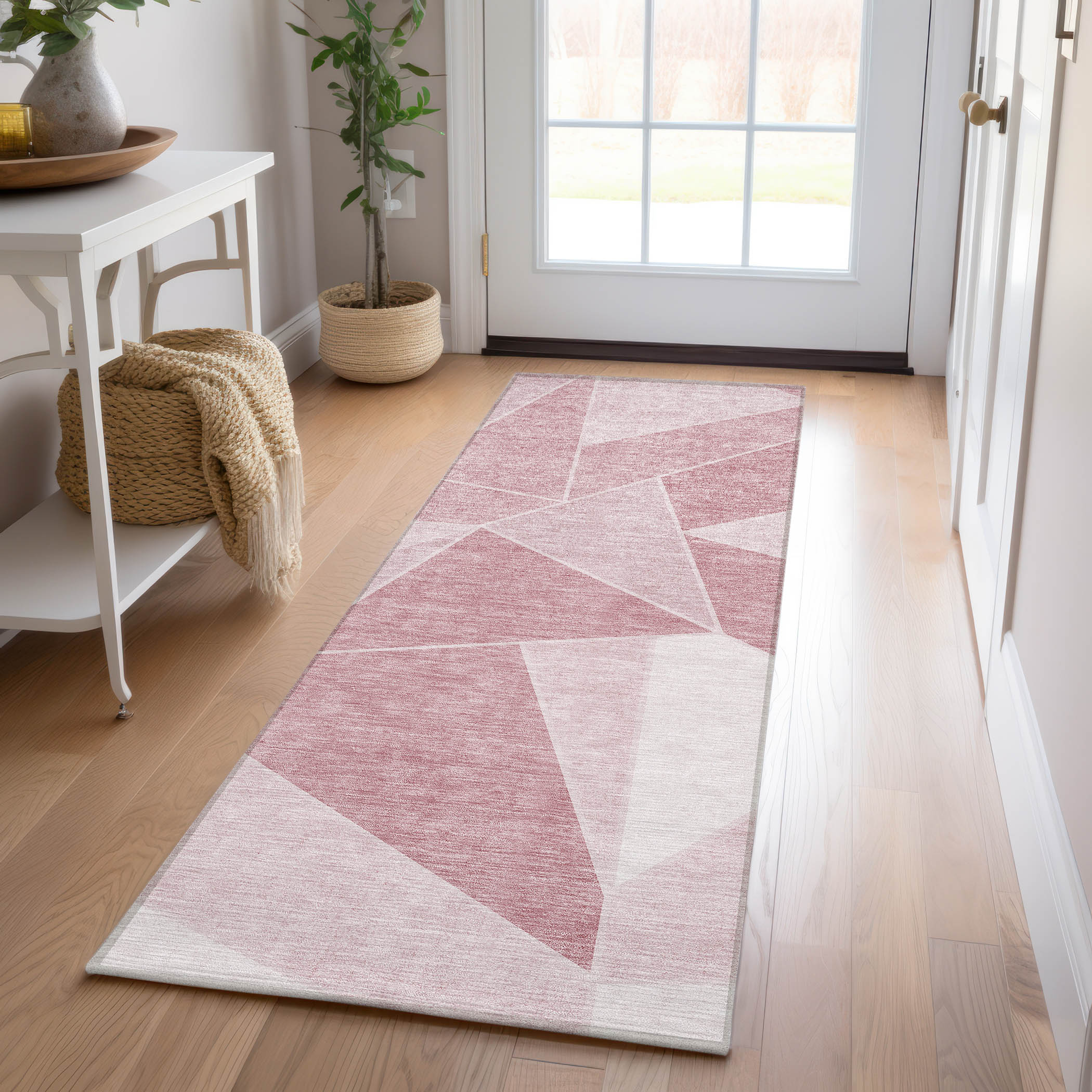Addison Rugs ACN636BL2X8 Chantille ACN636BL 2 x 7 (ft) Polyester Blush Rectangular Indoor/Outdoor Geometric Machine washable Runner rug