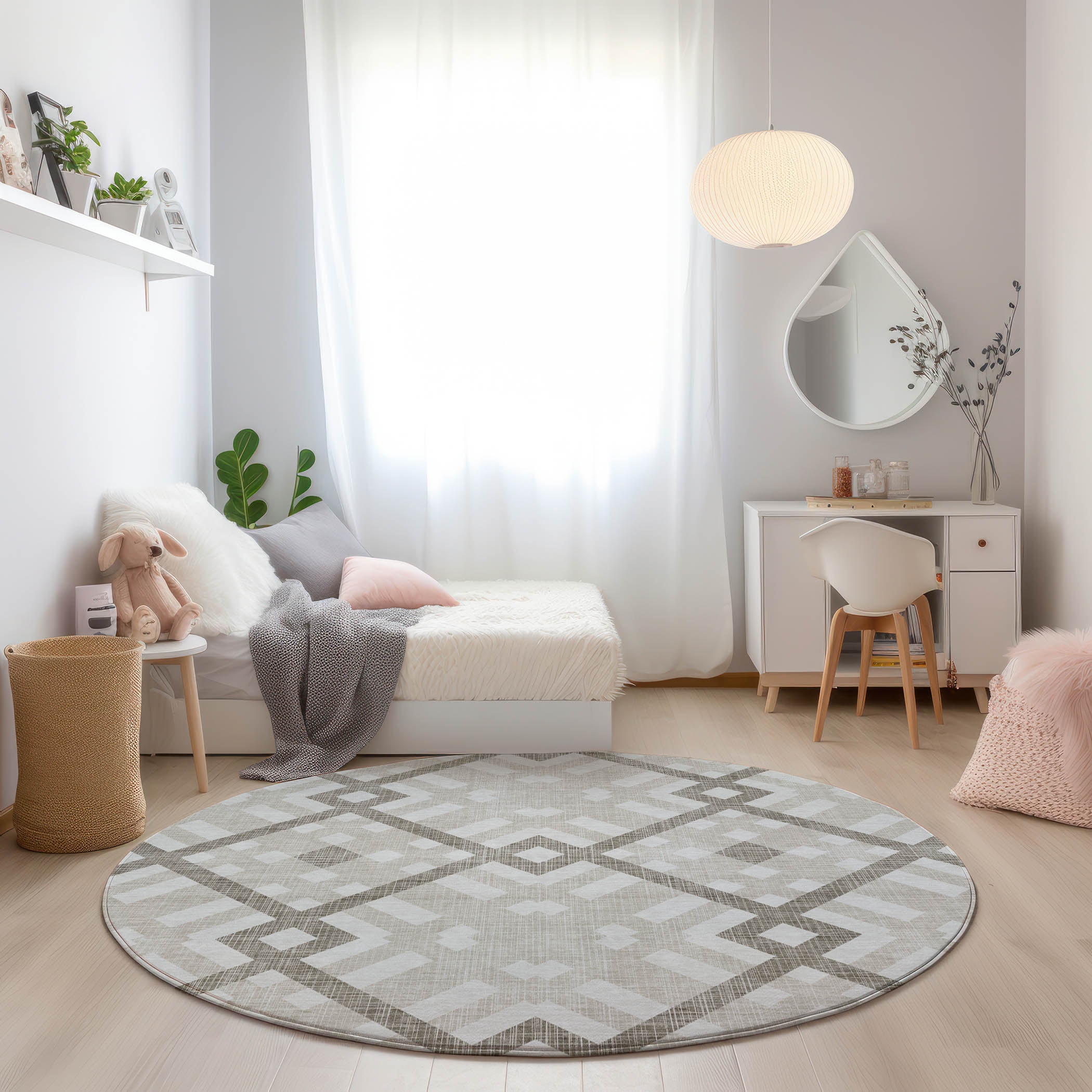 Addison Rugs ACN616BG8RO Chantille ACN616BG 8 x 8 (ft) Polyester Beige Round Indoor/Outdoor Abstract Machine washable Area rug
