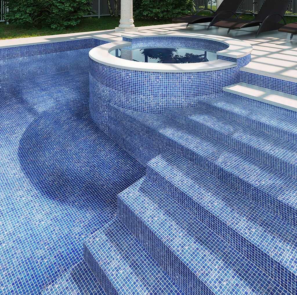 Apollo Tile Celestial Azure Blue 12-in x 12-in Glossy Glass Uniform Squares Floor and Wall Tile (20-sq. ft/ Carton)