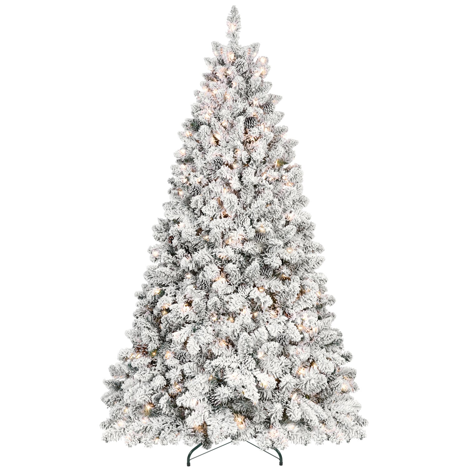 WELLFOR GG-283441AAA 6-Feet Pre-lit Flocked Artificial Christmas Tree with White LED Lights