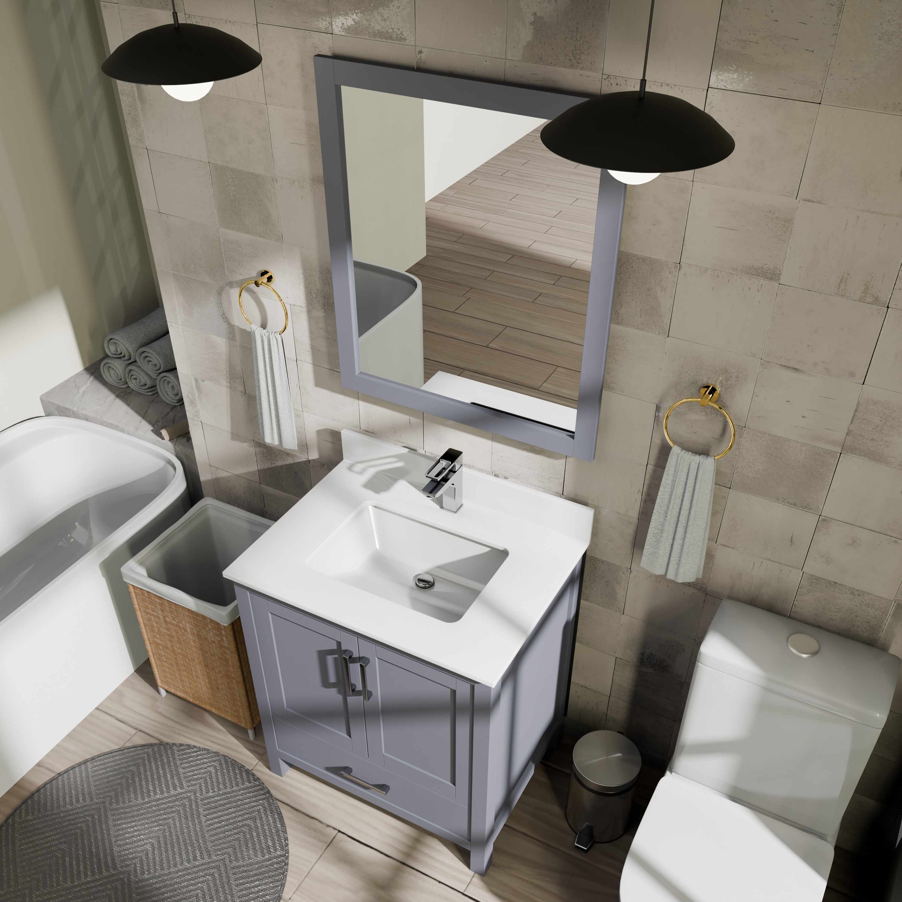 Lexora LJ342230SBWQM28 Bath-Vanity-Combo - View #7