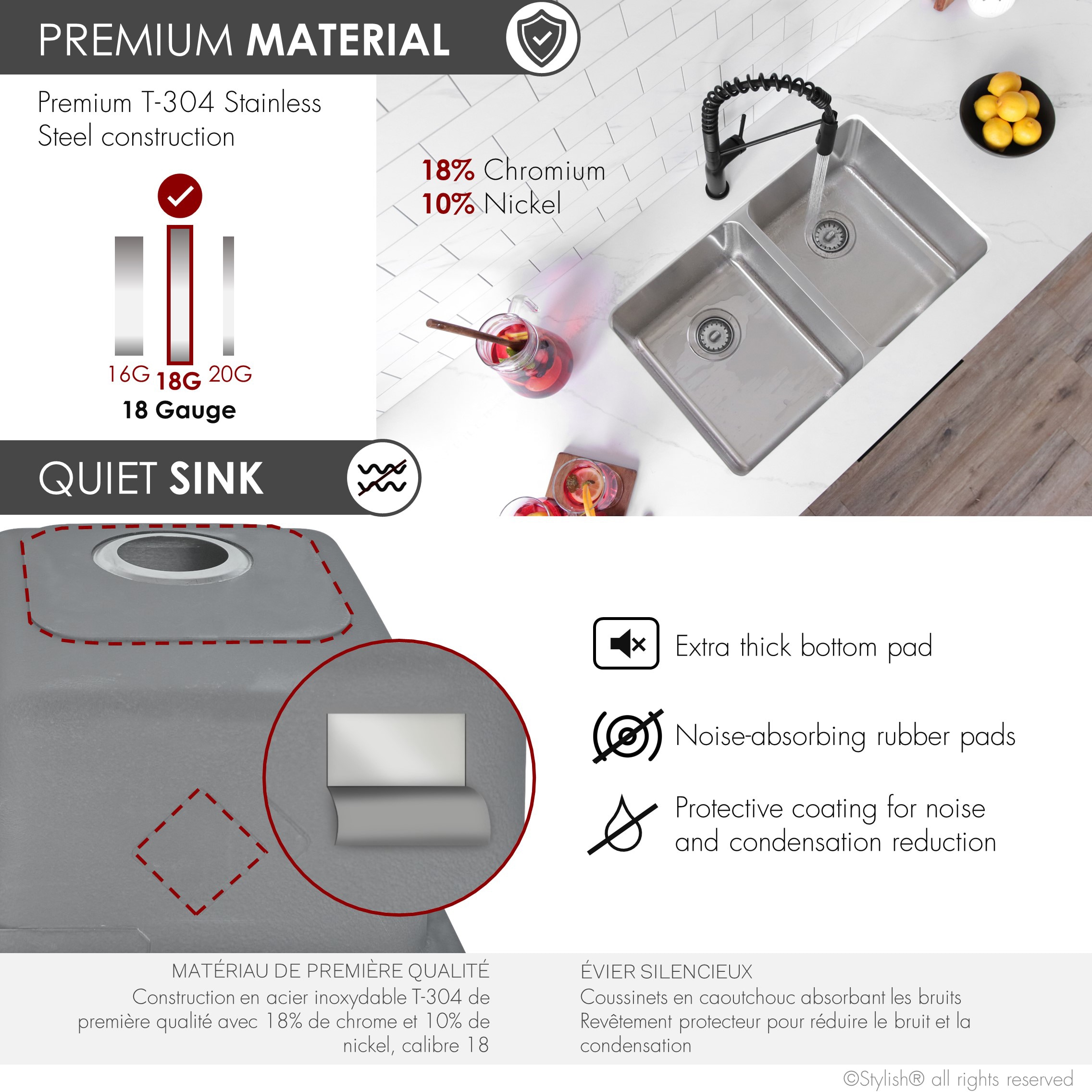 Stylish S-414T1 Kitchen-Sinks - View #3