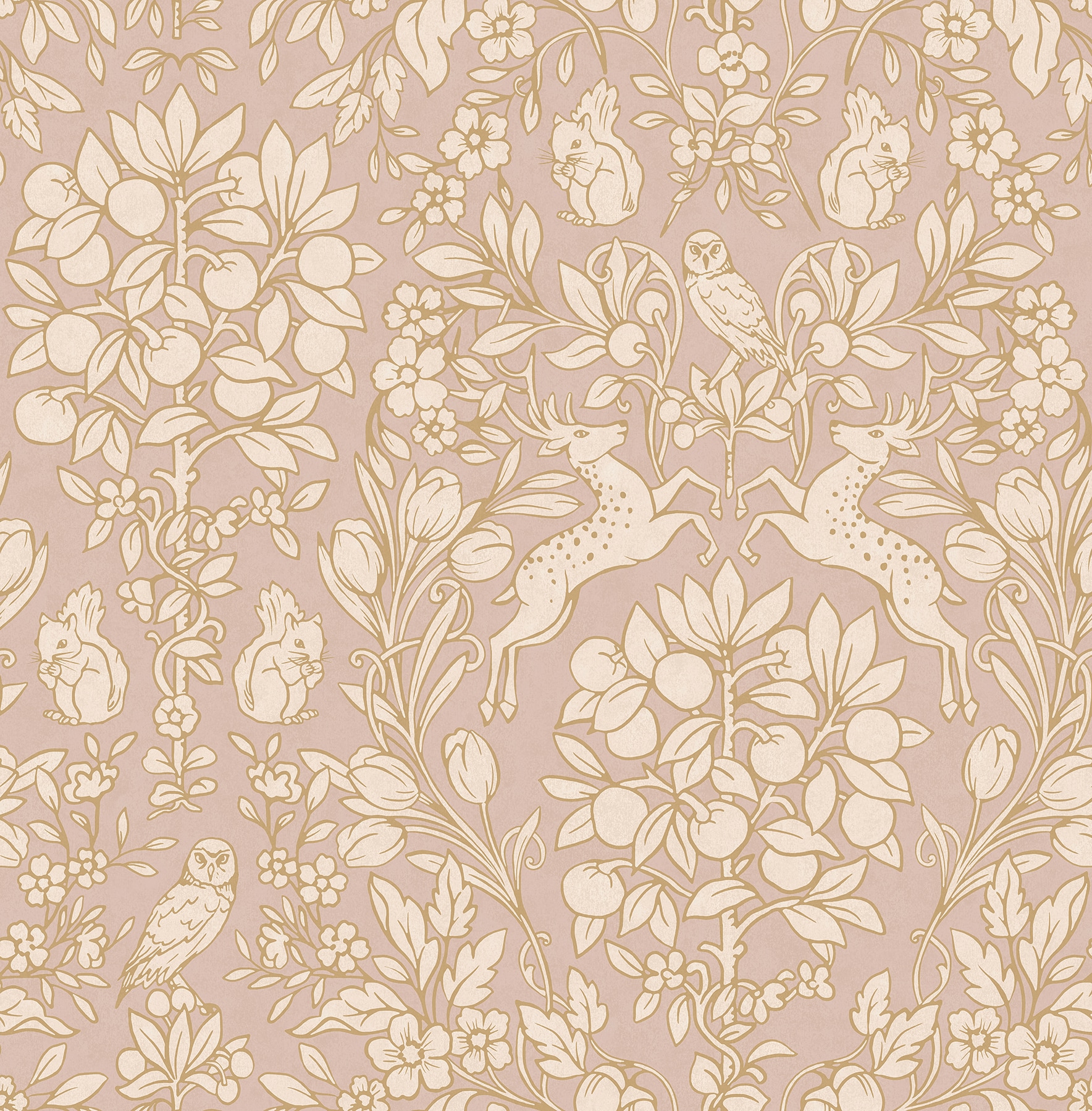 Brewster M1687 Archive COL 56.4-Sq. Feet Pink Non-woven Floral Unpasted Wallpaper