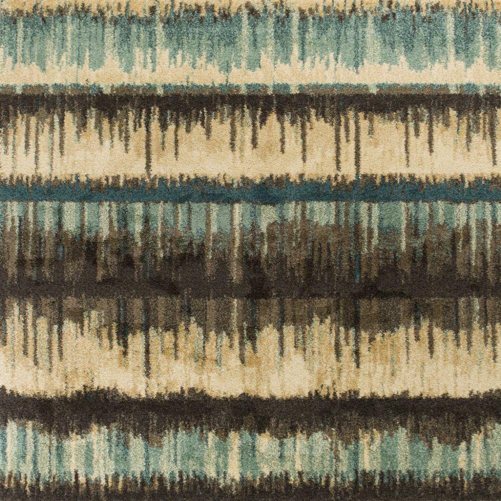HomeRoots 353510 Bernadette 2 X 4 (ft) Rag Sand Teal Abstract Area Rug