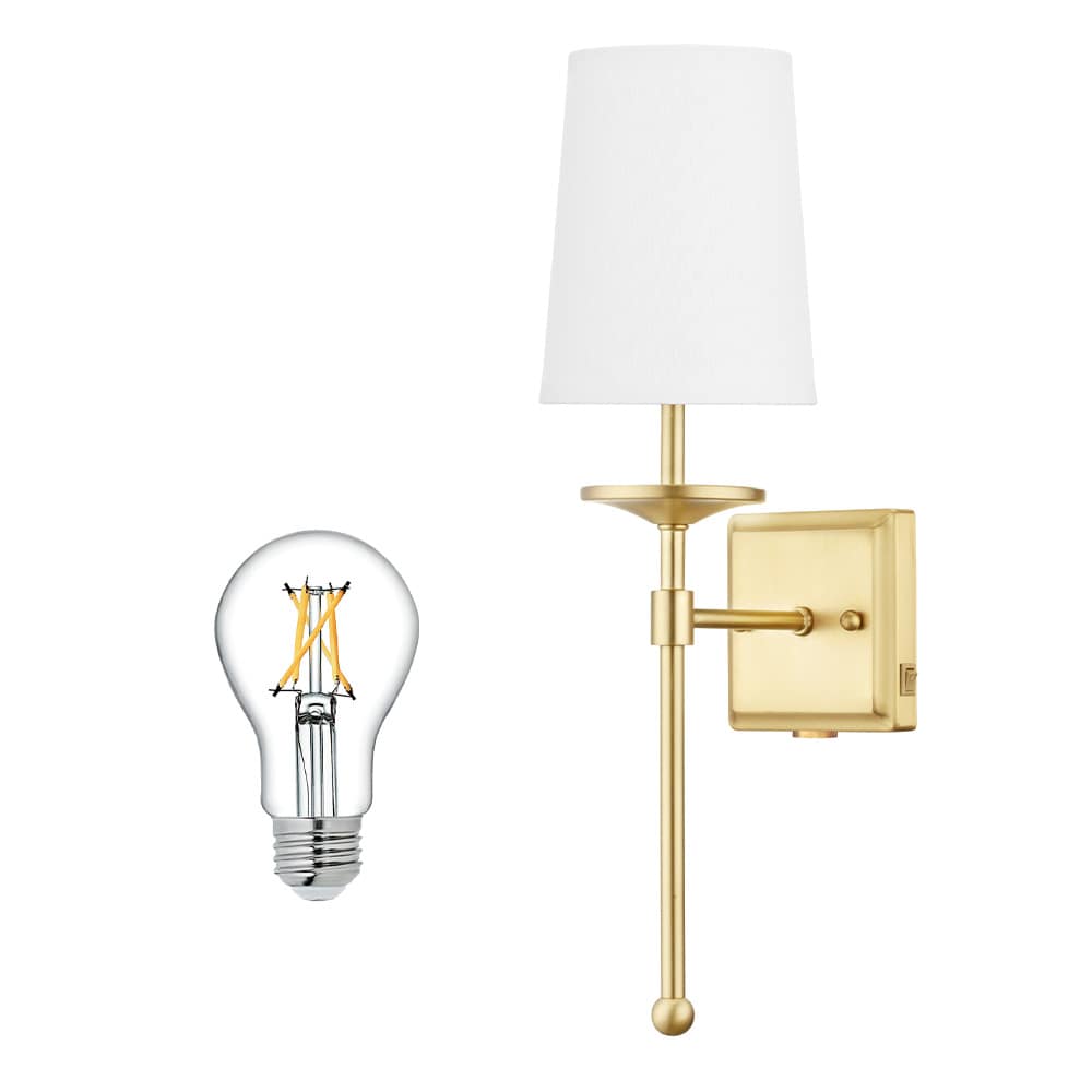 allen + roth  Eubanks 4.25-in W 1-Light Brushed Gold Transitional LED Wall Sconce Collection
