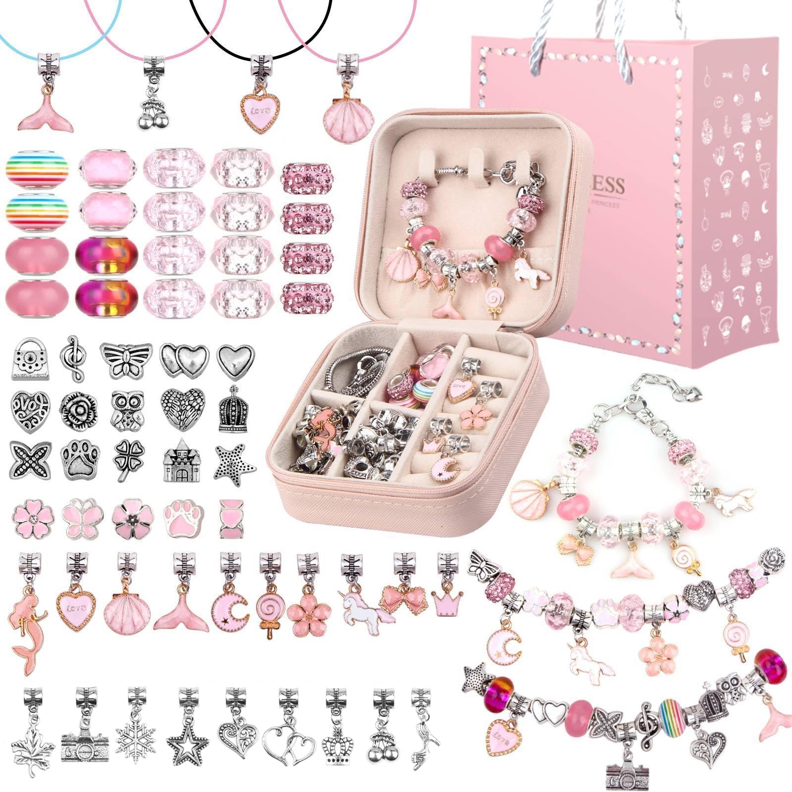 AOIZGMY  Charm Bracelet Making Kit Girls Beads for Jewelry Making Kit Unicorns Arts Crafts Gifts Set for Teen Girls Age 5 6 7 8 12 with a