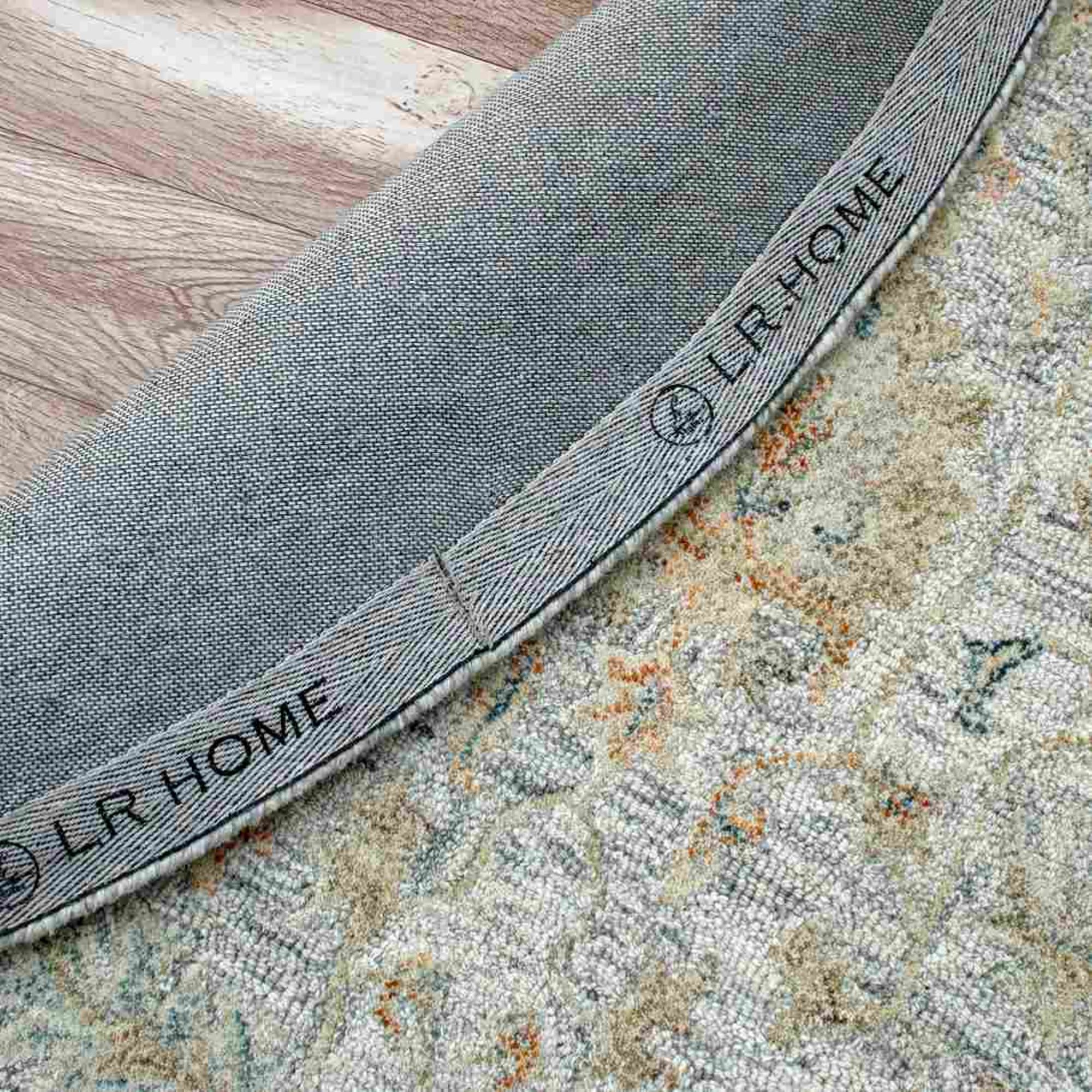 Handmade Blue and Taupe Round Wool Tufted Rug, 8.5 ft