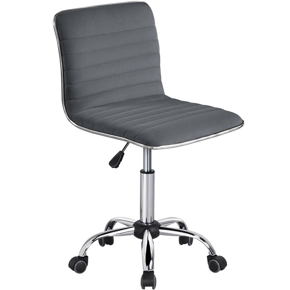 Yaheetech 20.5-in W Dark Gray Velvet Low Back Armless Desk Chair