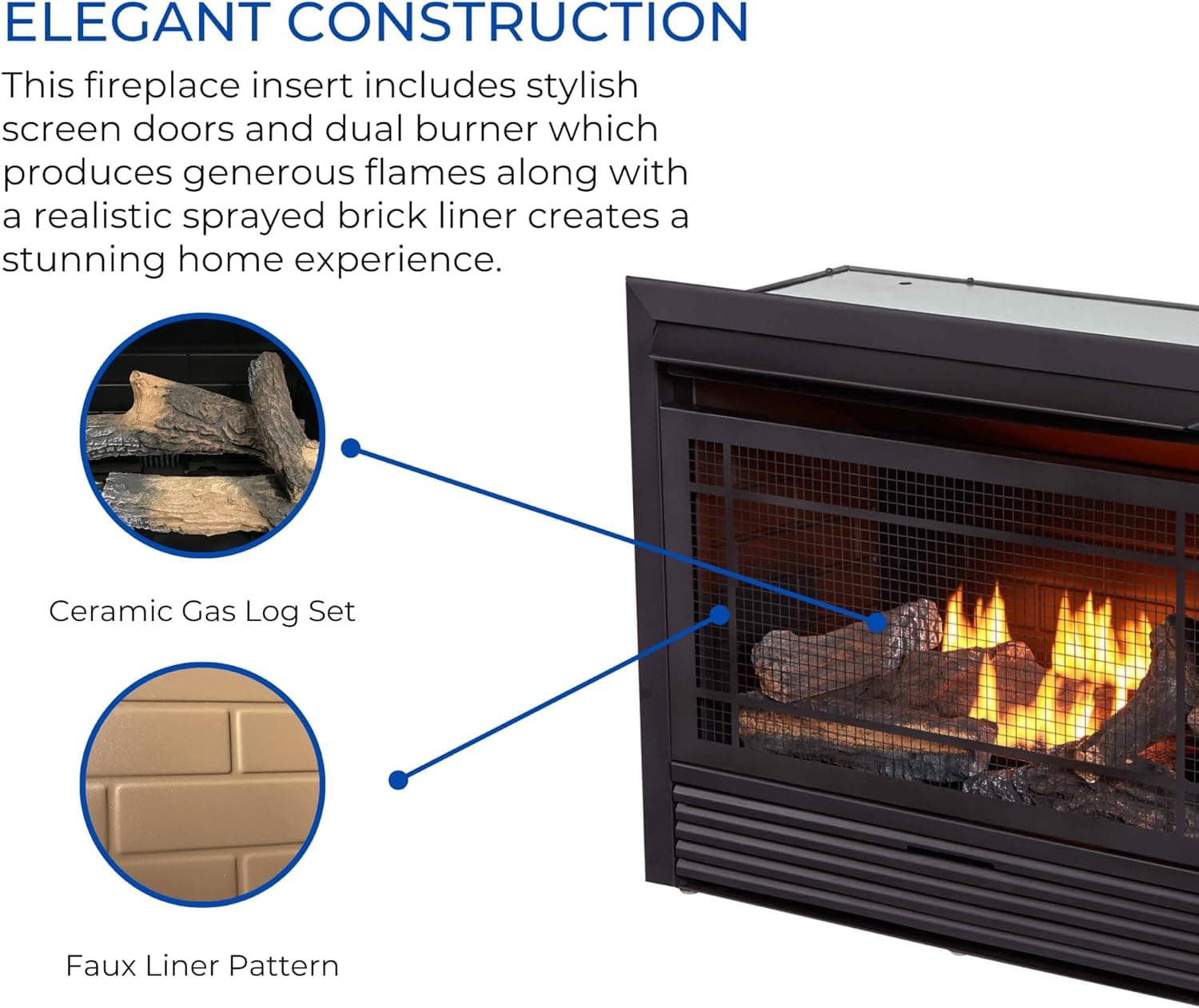 Duluth Forge 27-in W 26000-BTU Black Vent-free Dual-Burner Gas Fireplace Insert FDF300T Sansujyuku sansujyuku.com