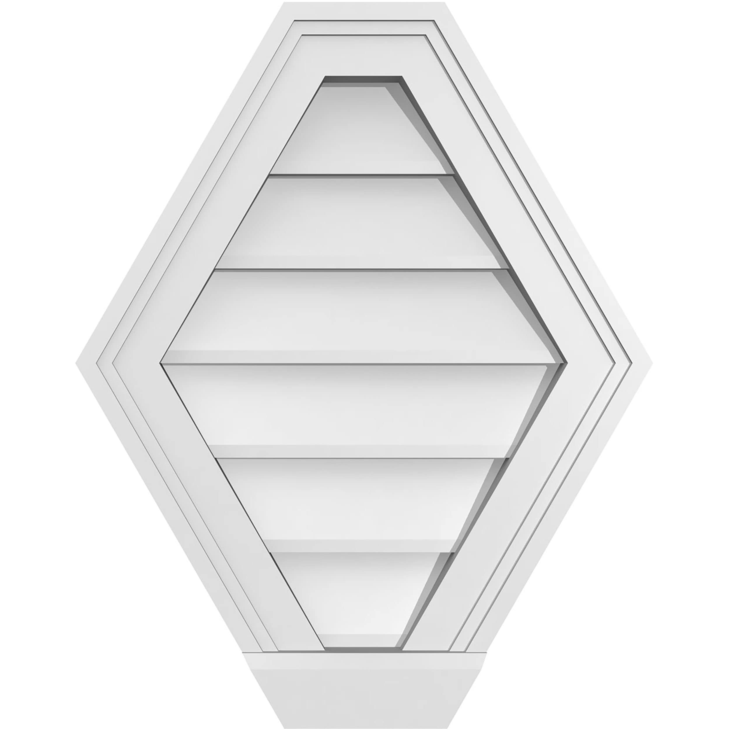 Ekena Millwork GVPHP16X2003SN 16-Inches x 20-Inches Off-white Peaked PVC Gable Louver Vent
