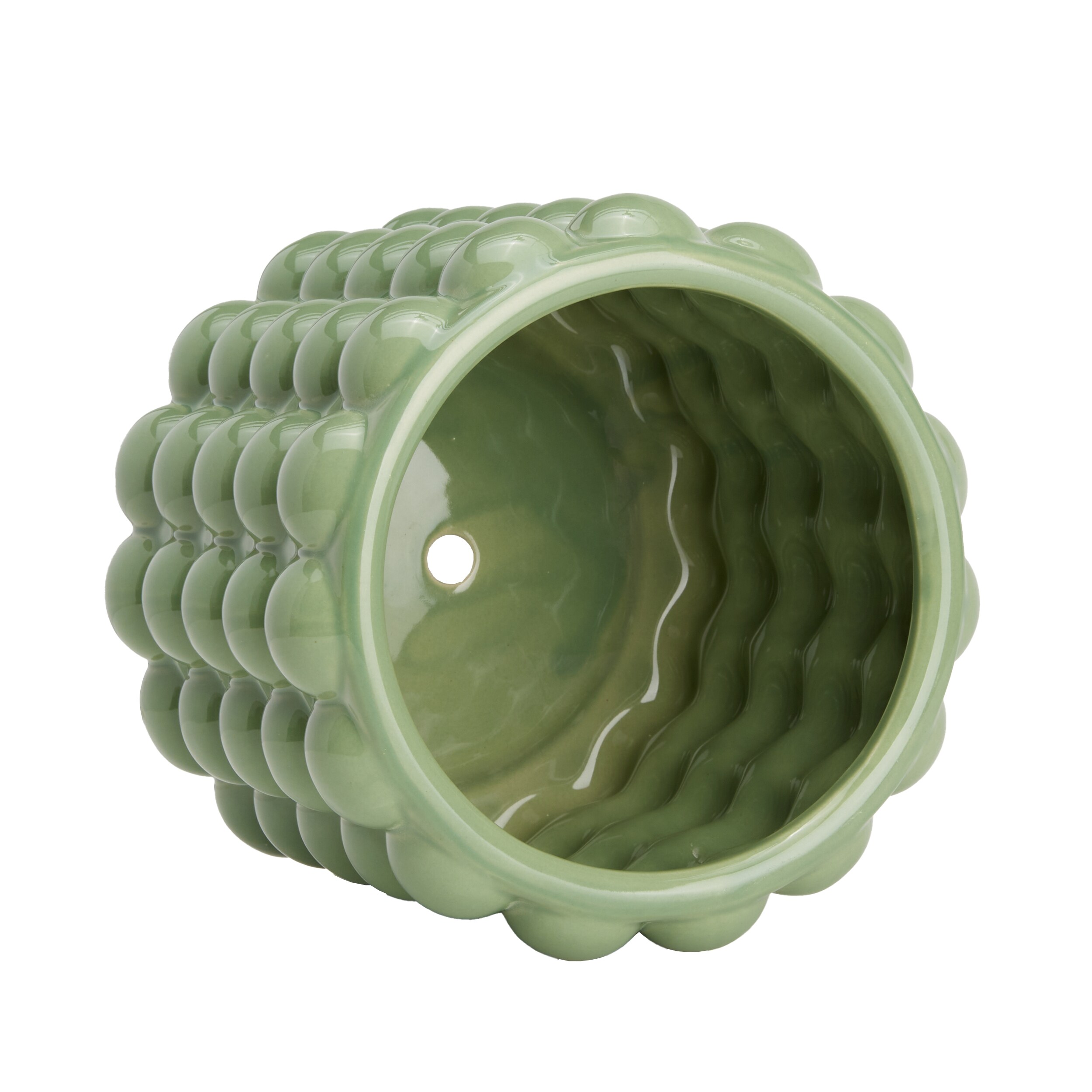 Origin 21 7.625-in W x 7-in H Green Ceramic Indoor/Outdoor Planter at