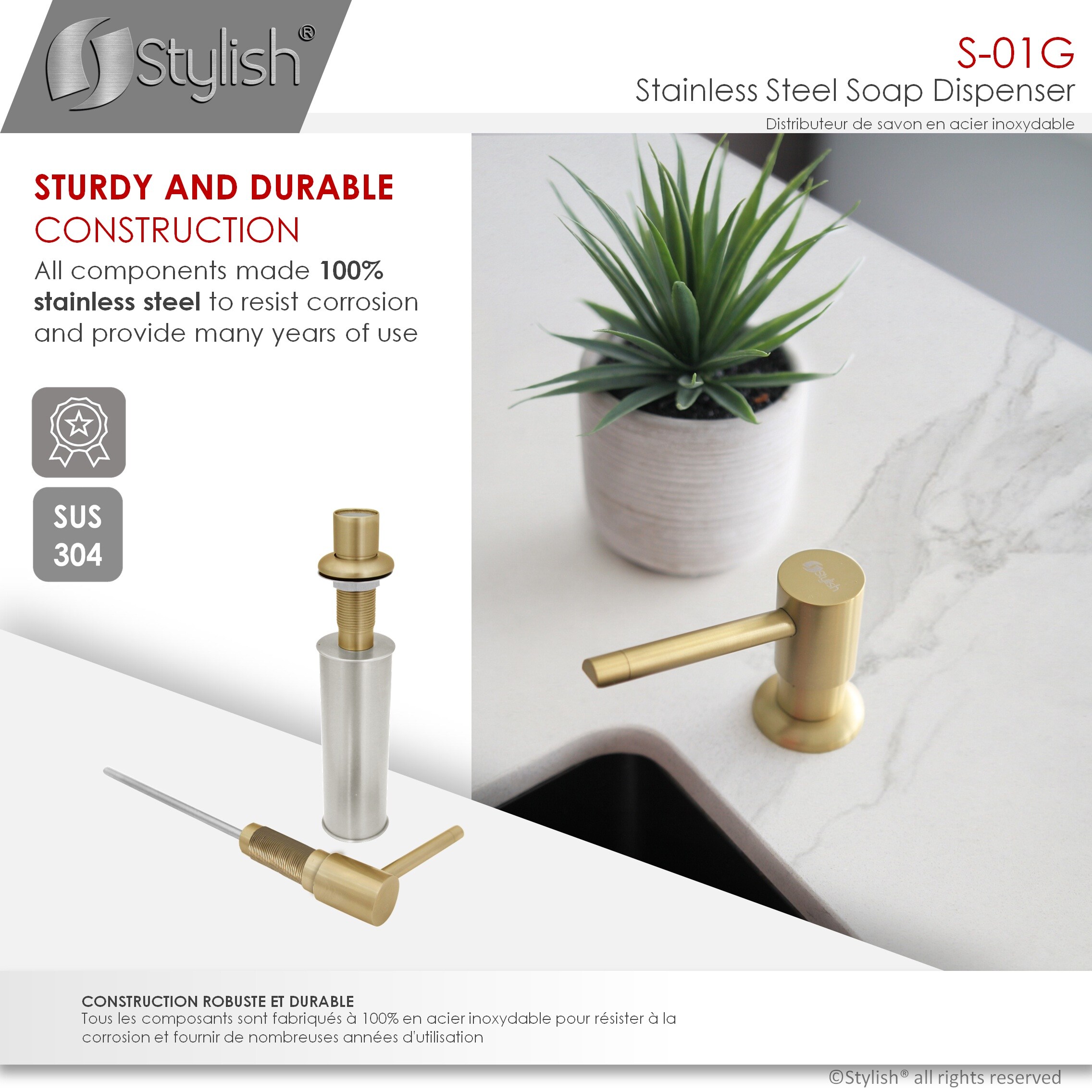 Stylish S-01G Soap-Lotion-Dispensers - View #3