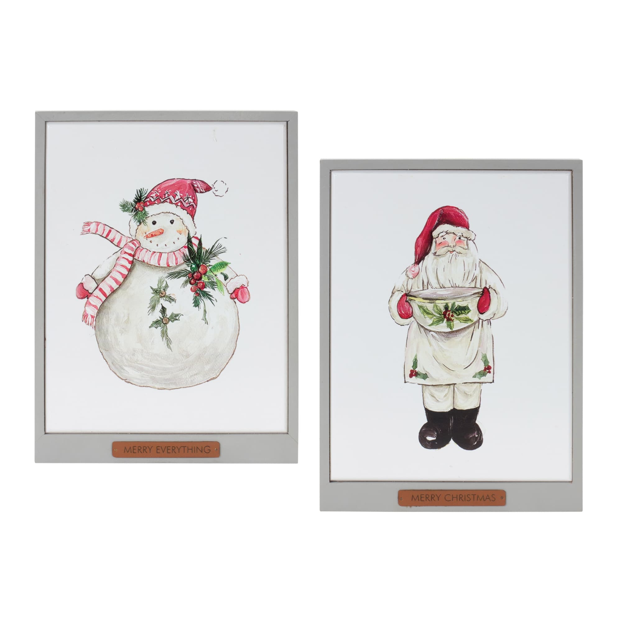 Melrose International 86321DS Santa and Snowman Frame (2 Asst) 10.5L x 14H MDF