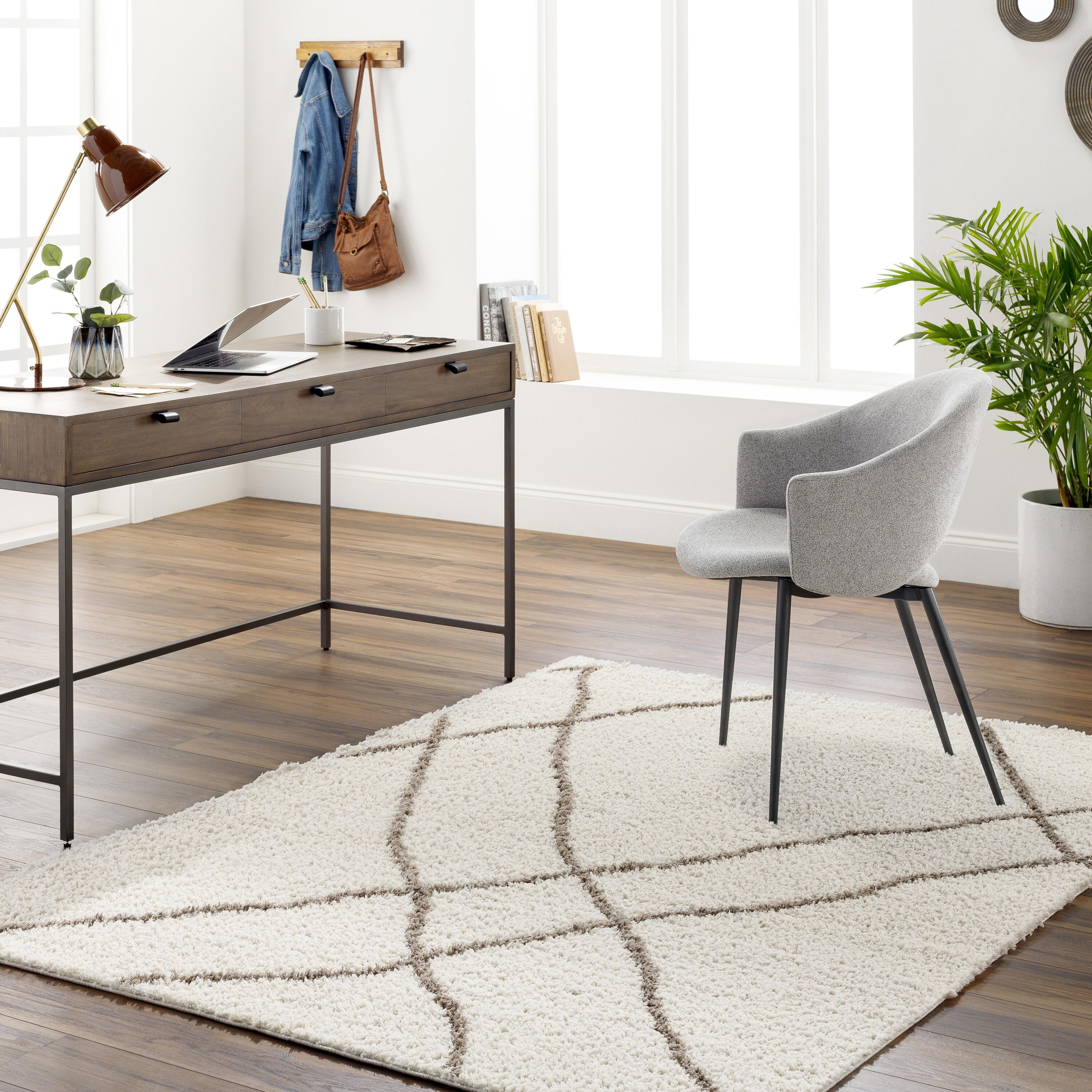 Livabliss MSG2302-537 Maryland Shag 5 x 7 (ft) Polyester Off-white Rectangular Indoor Global Area rug