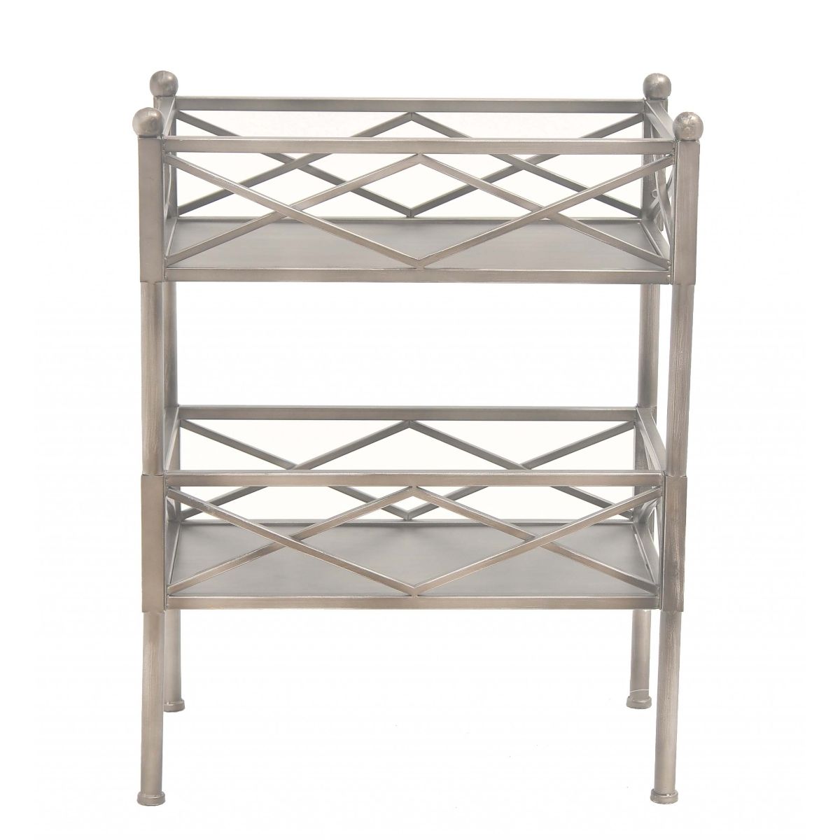 HomeRoots 370377 Danielle Silver Metal 2 -Shelf Bookcase ( 15-Inches W x 32-Inches H x 25-Inches D ) Painted