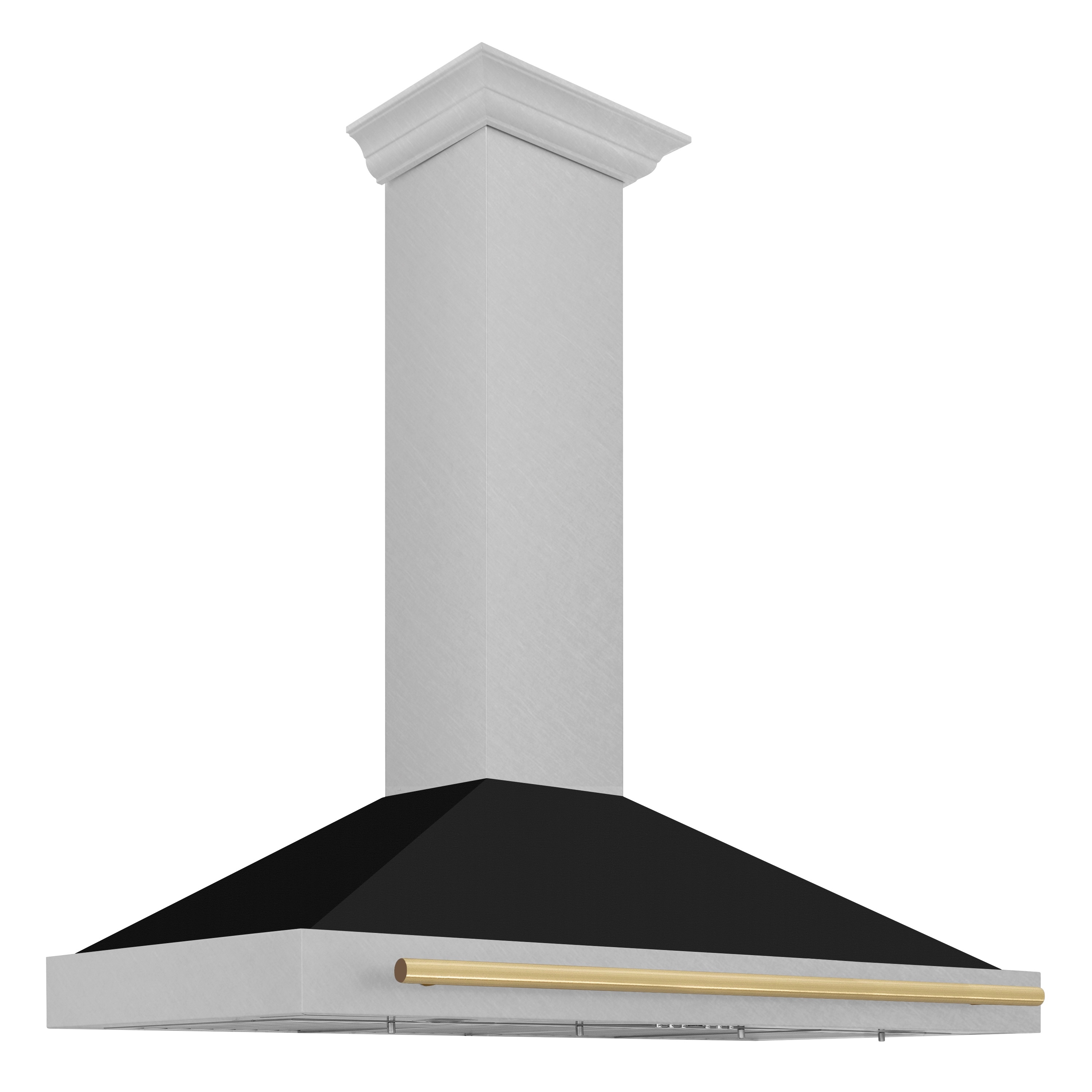 Autograph Edition 48 in. 400 CFM Ducted Wall Mount Range Hood with Black Matte Shell and Champagne Bronze Handle -  ZLINE Kitchen and Bath, KB4SNZ-BLM48-CB