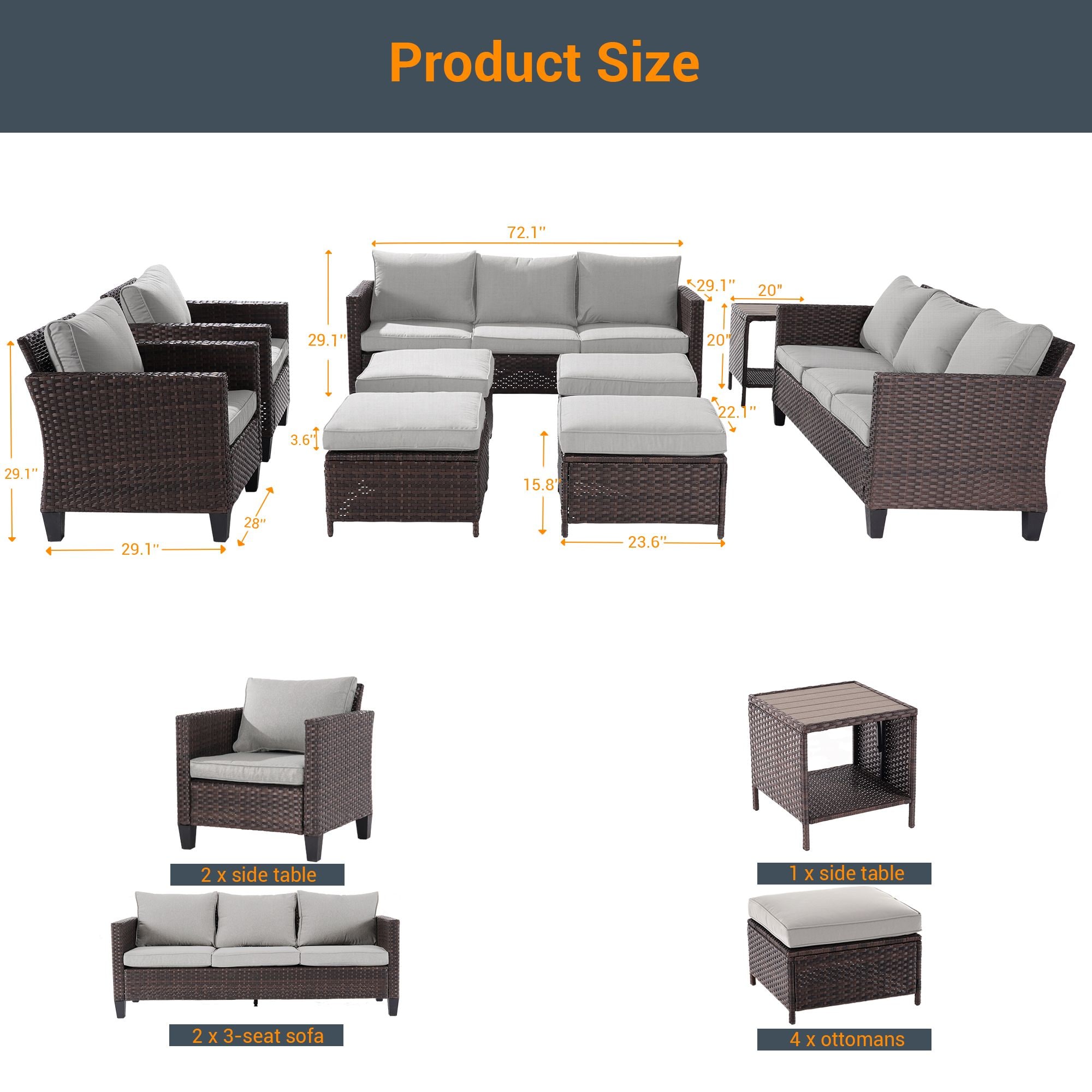Sonkuki SD-AB-BLY-95S1T3 Patio-Conversation-Sets - View #3