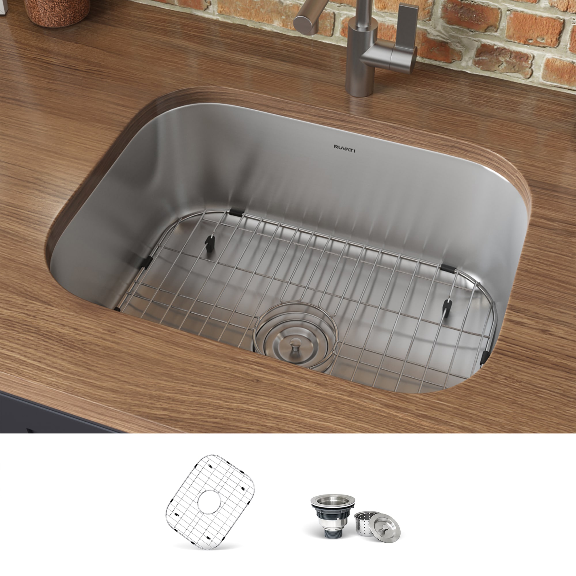 Ruvati RVM4131 Parmi 20.75-in L x 17.875-in W Stainless steel No Faucet Hole Undermount Commercial/Residential Bar Sink