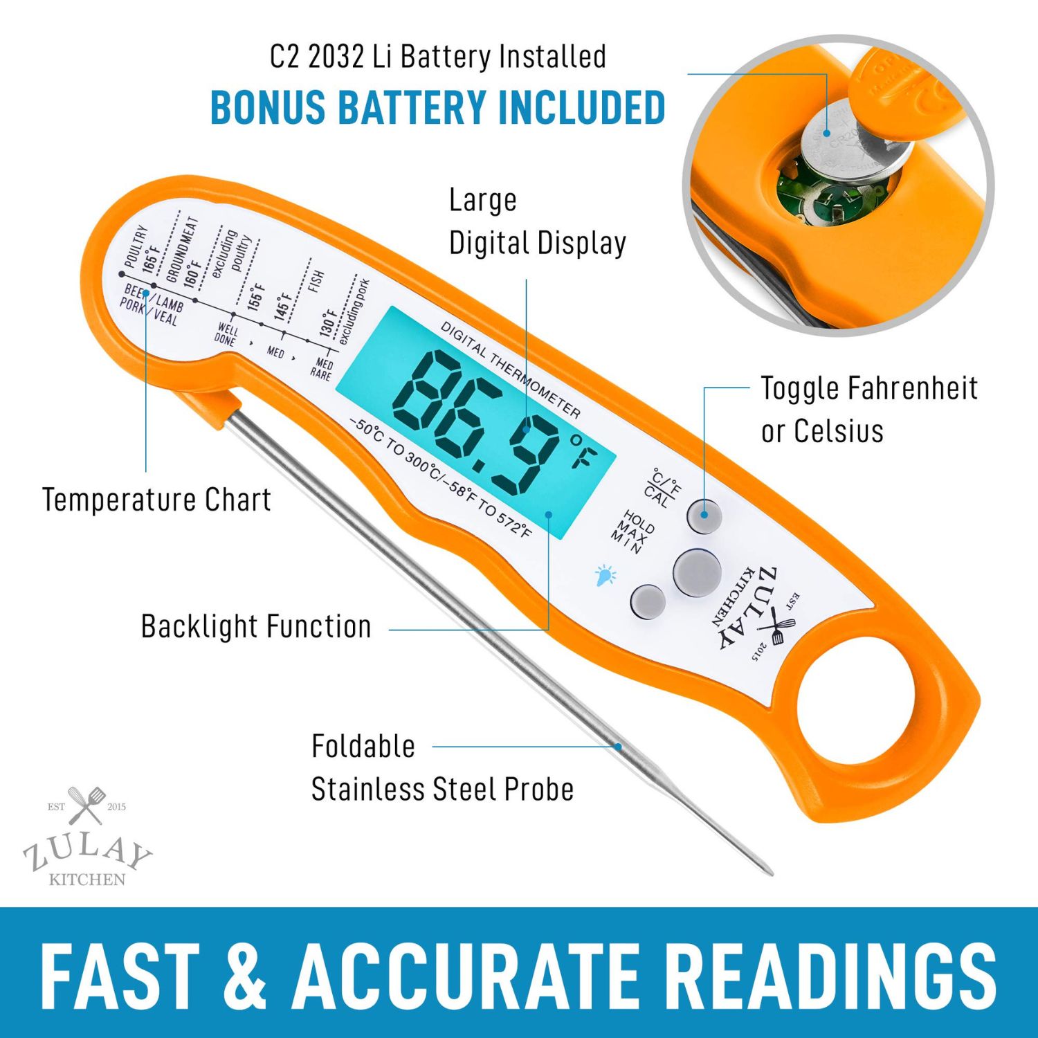 Zulay Kitchen Meat Thermometer - Thumbnail 4