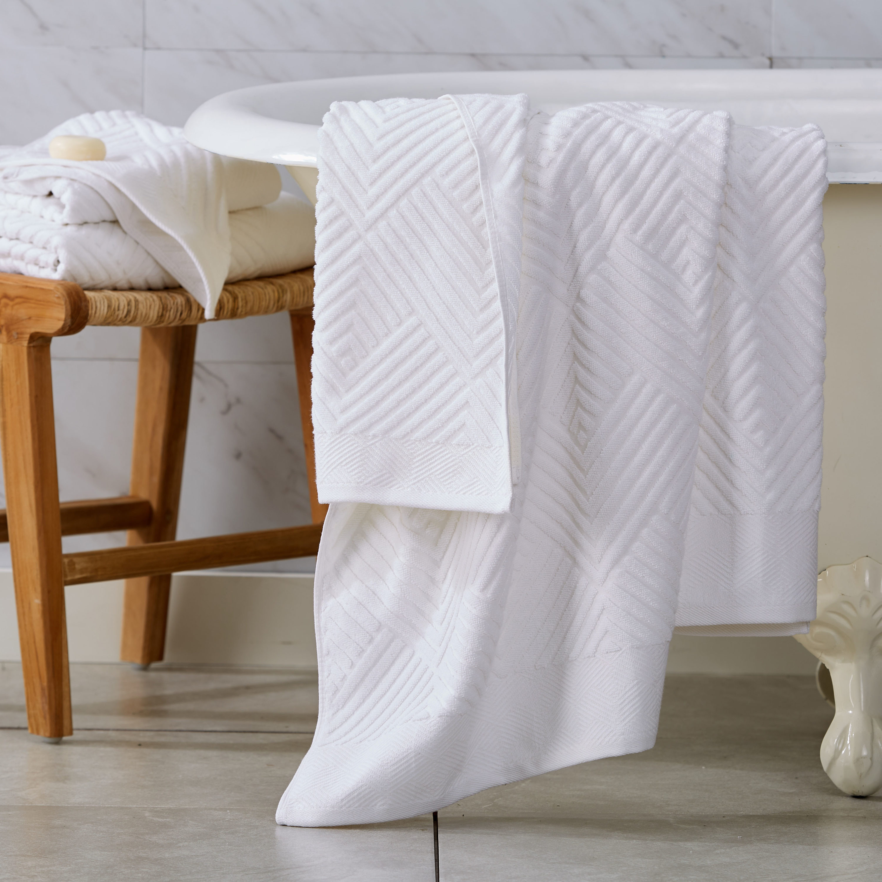 NY Loft 6-Piece Bright White Cotton Quick Dry Bath Towel Set at