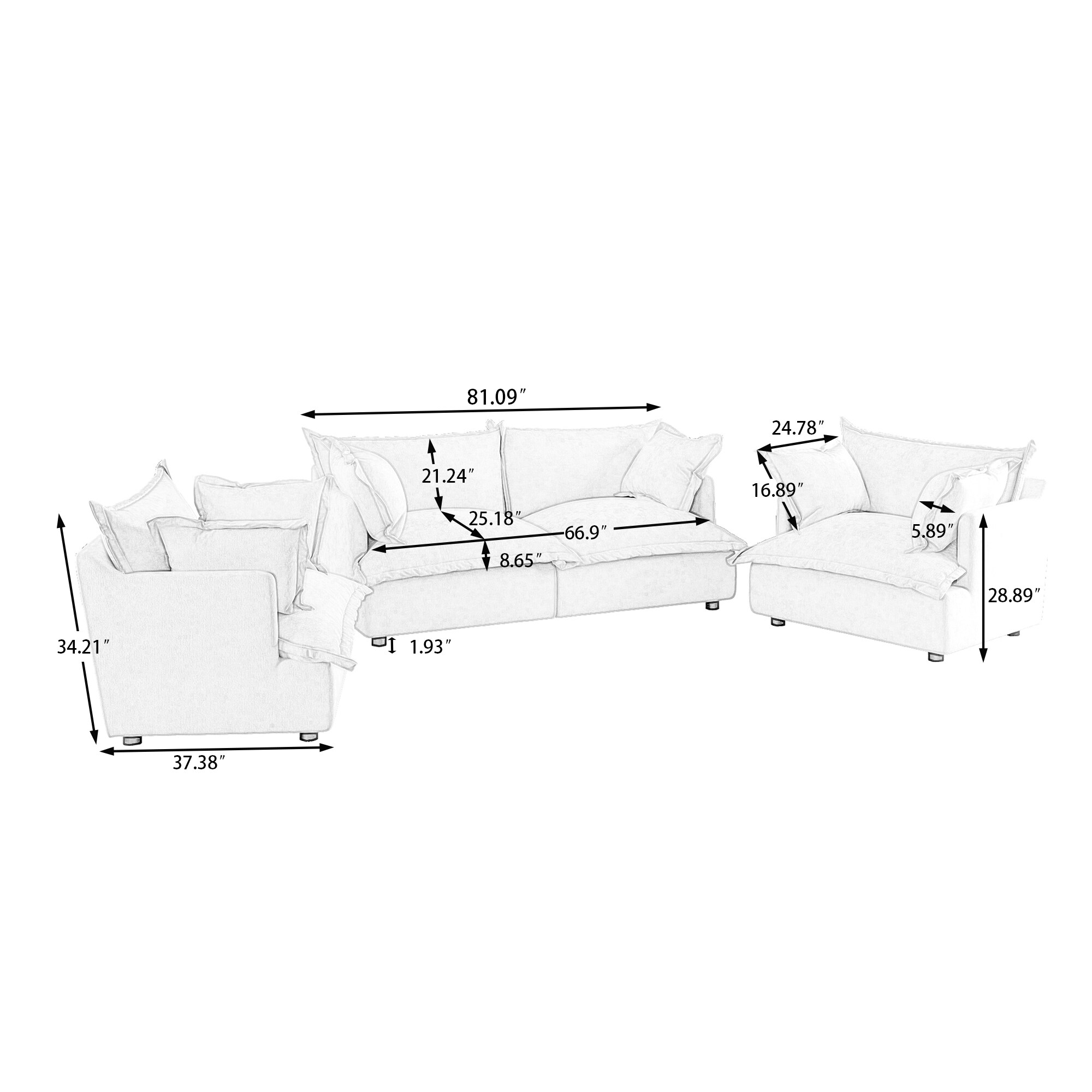 Dreamsidea CS11-BEI-LR-2SC Sofas-Loveseats - View #7