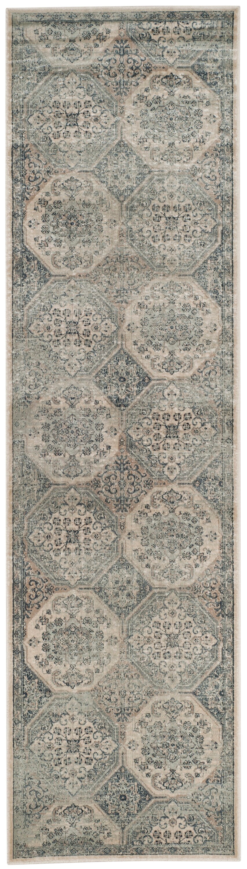 Safavieh VTG128-7440-28 Vintage Rosine 2 x 8 (ft) Loomed Synthetic Cream/Blue Rectangular Indoor Floral/Botanical Vintage Runner rug
