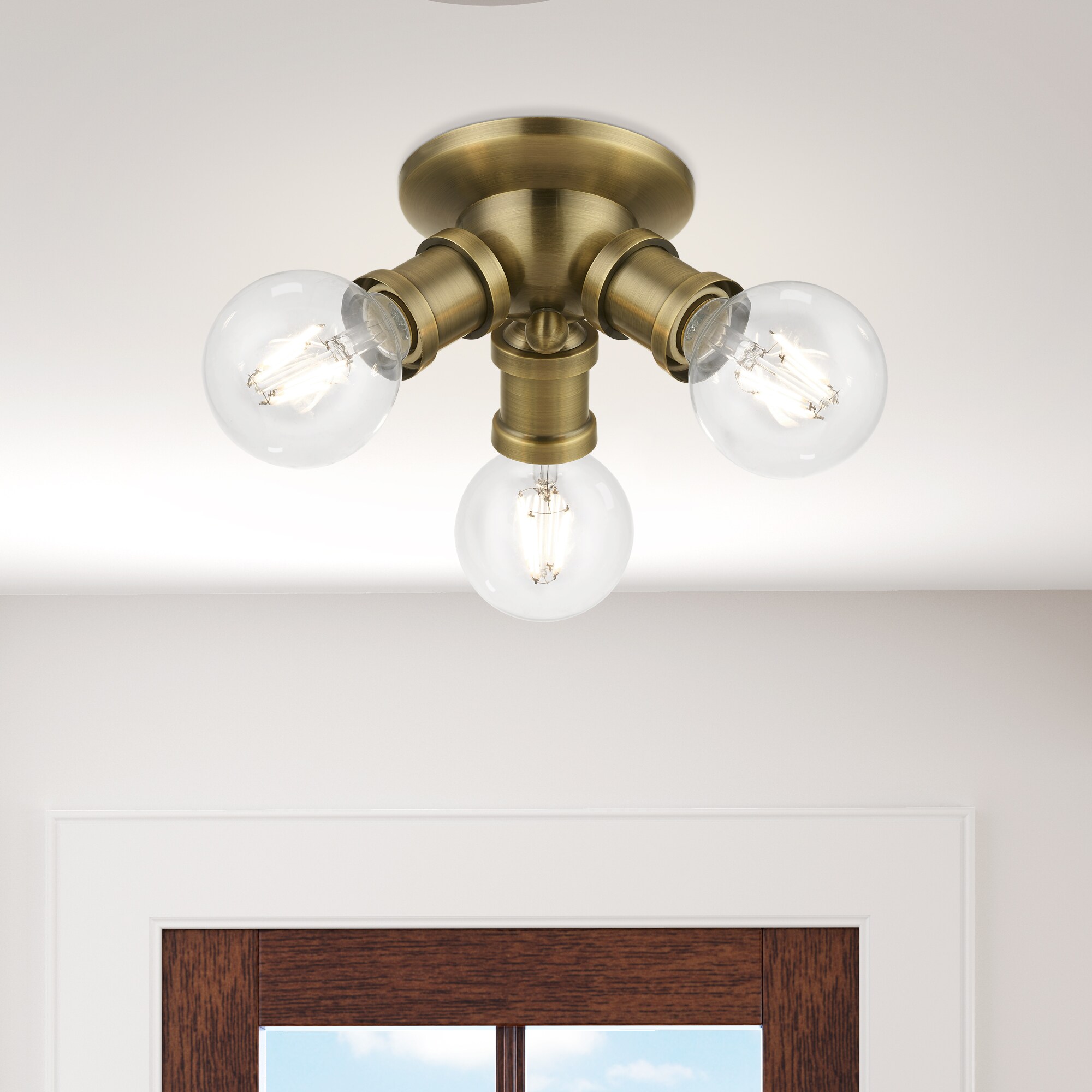 Lansdale Antique Brass 3-Light Transitional Flush Mount